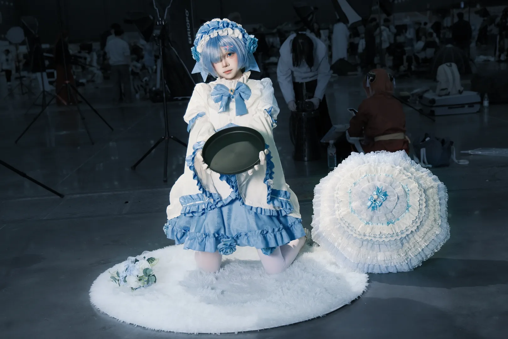 漫展返图, 从零开始的异世界生活, 蕾姆cos, cosplay摄影, 蓝白洋装 - 第9张