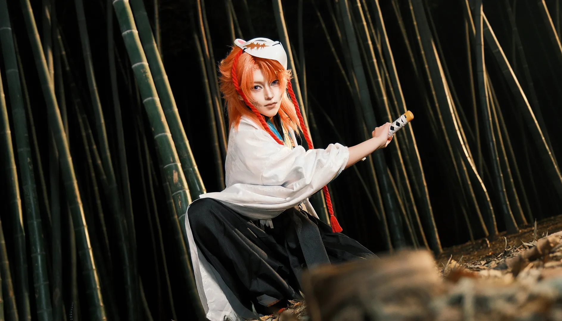 鬼灭之刃, 和风摄影, cosplay摄影, 竹林夜景, 锖兔cos - 第2张