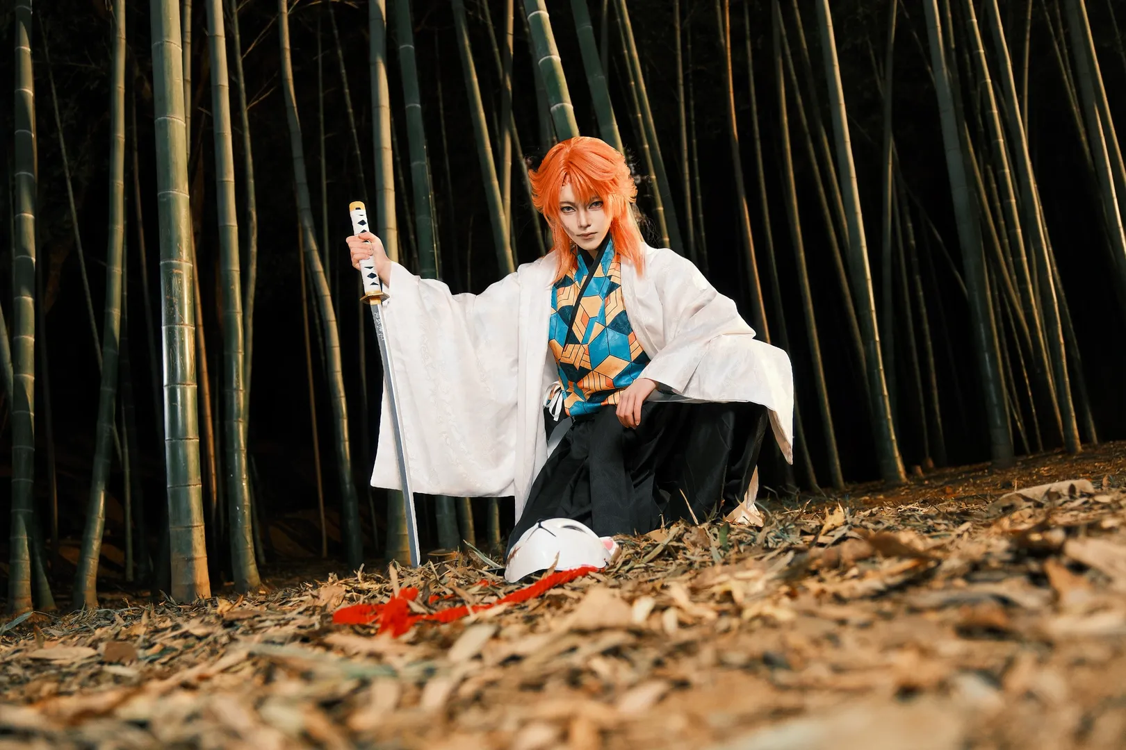 鬼灭之刃, 和风摄影, cosplay摄影, 竹林夜景, 锖兔cos - 第3张