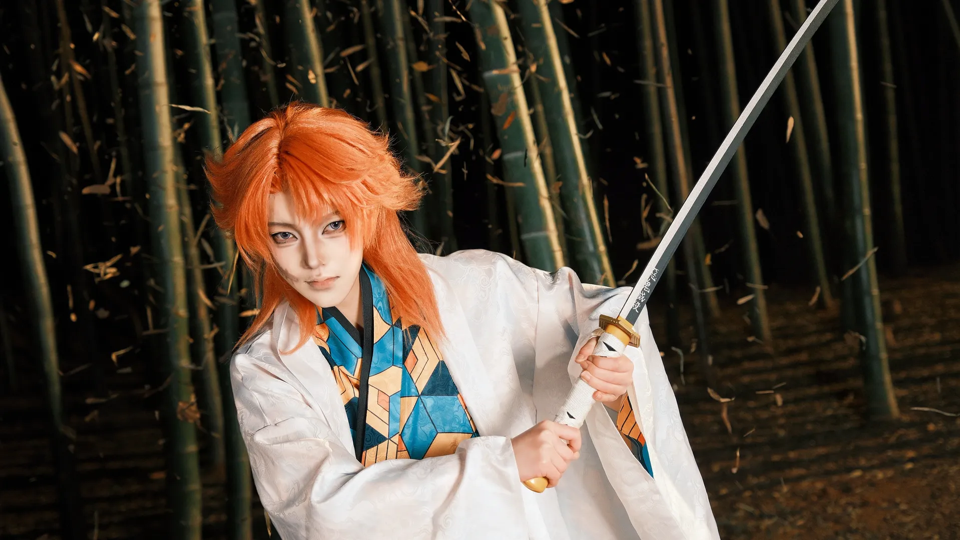 鬼灭之刃, 和风摄影, cosplay摄影, 竹林夜景, 锖兔cos