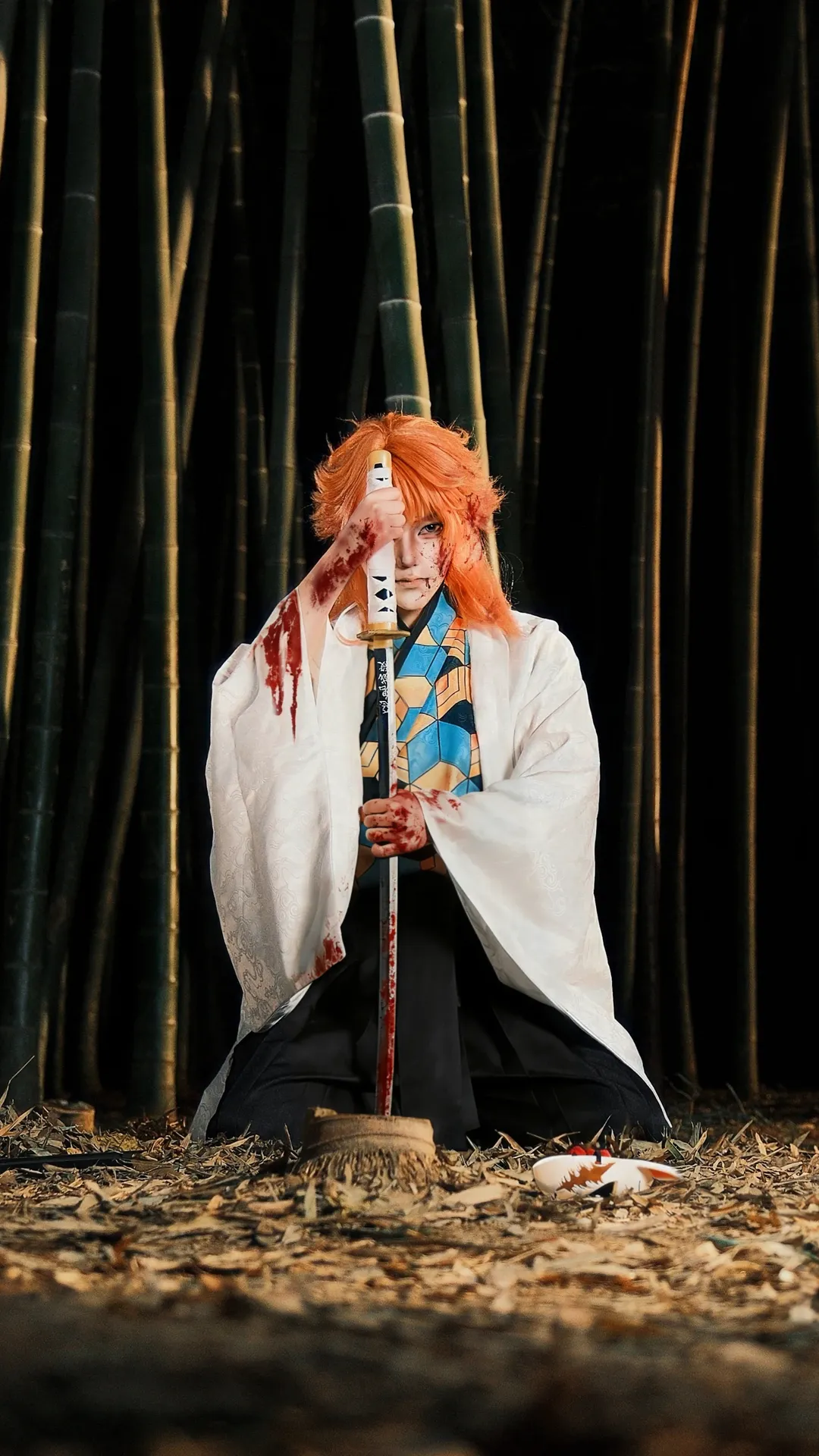 鬼灭之刃, 和风摄影, cosplay摄影, 竹林夜景, 锖兔cos - 第5张