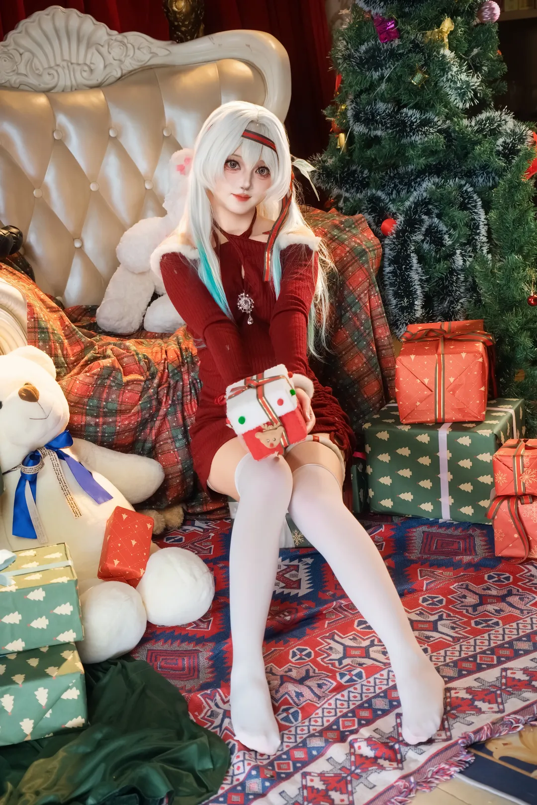 崩坏星穹铁道, 流萤cos, cosplay摄影, 白丝穿搭, 圣诞主题 - 第8张
