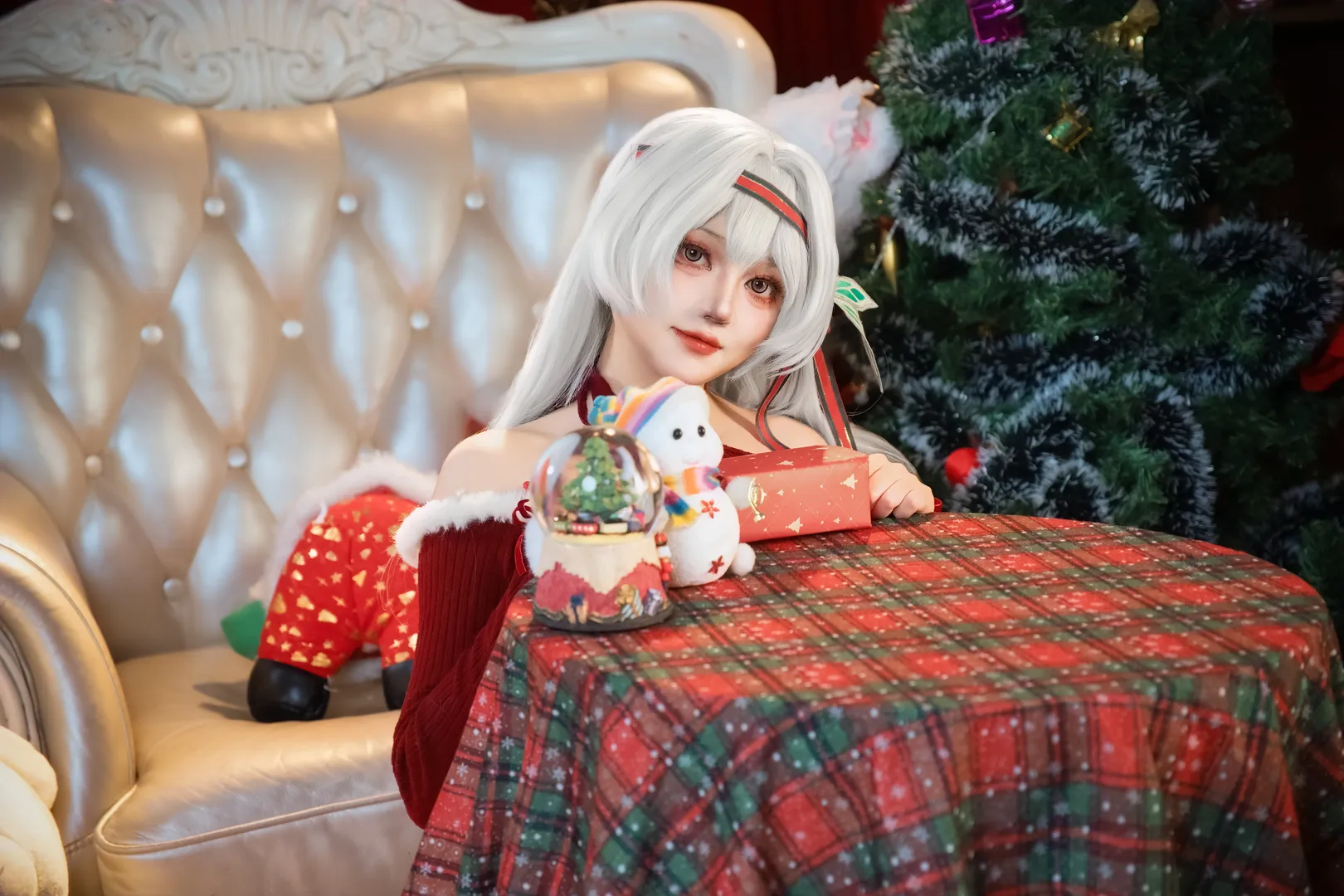 崩坏星穹铁道, 流萤cos, cosplay摄影, 白丝穿搭, 圣诞主题 - 第9张