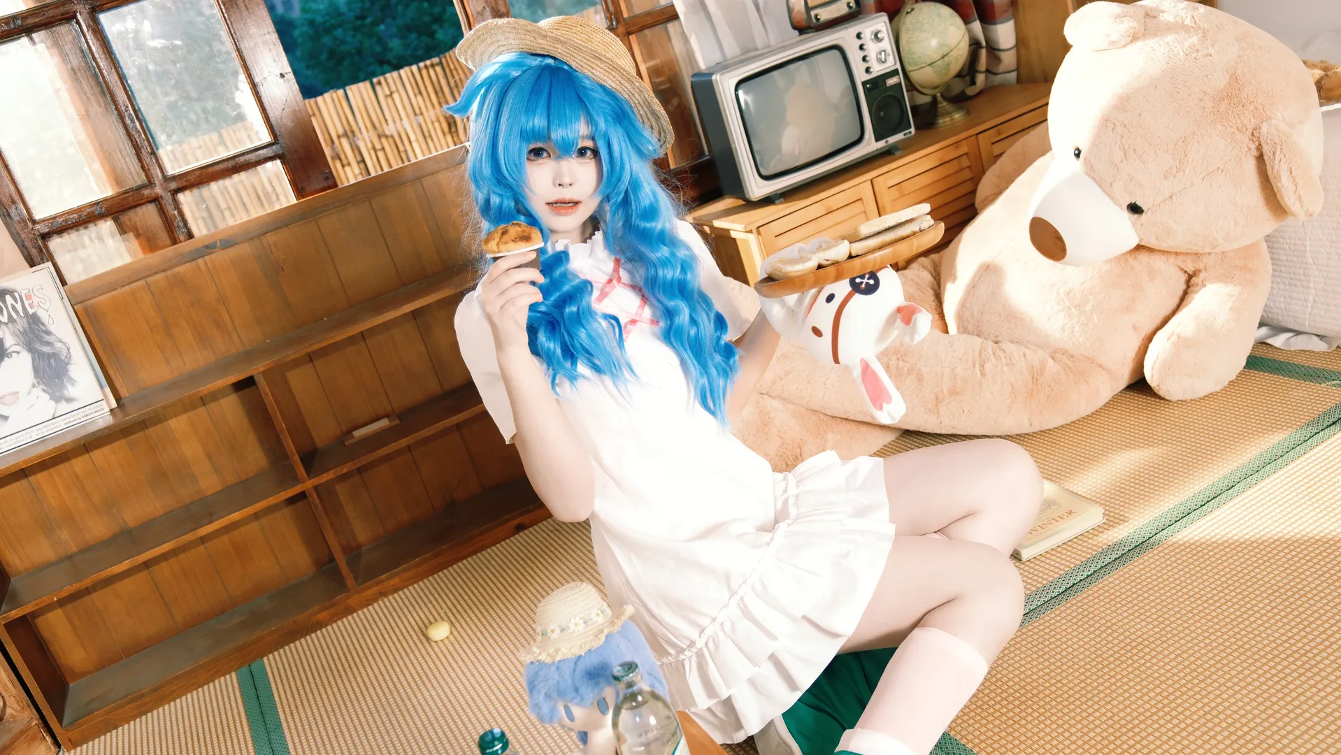 Anime-style photography, Blue-haired cosplay, Yoshino cosplay, Date A Live, Casual cosplay