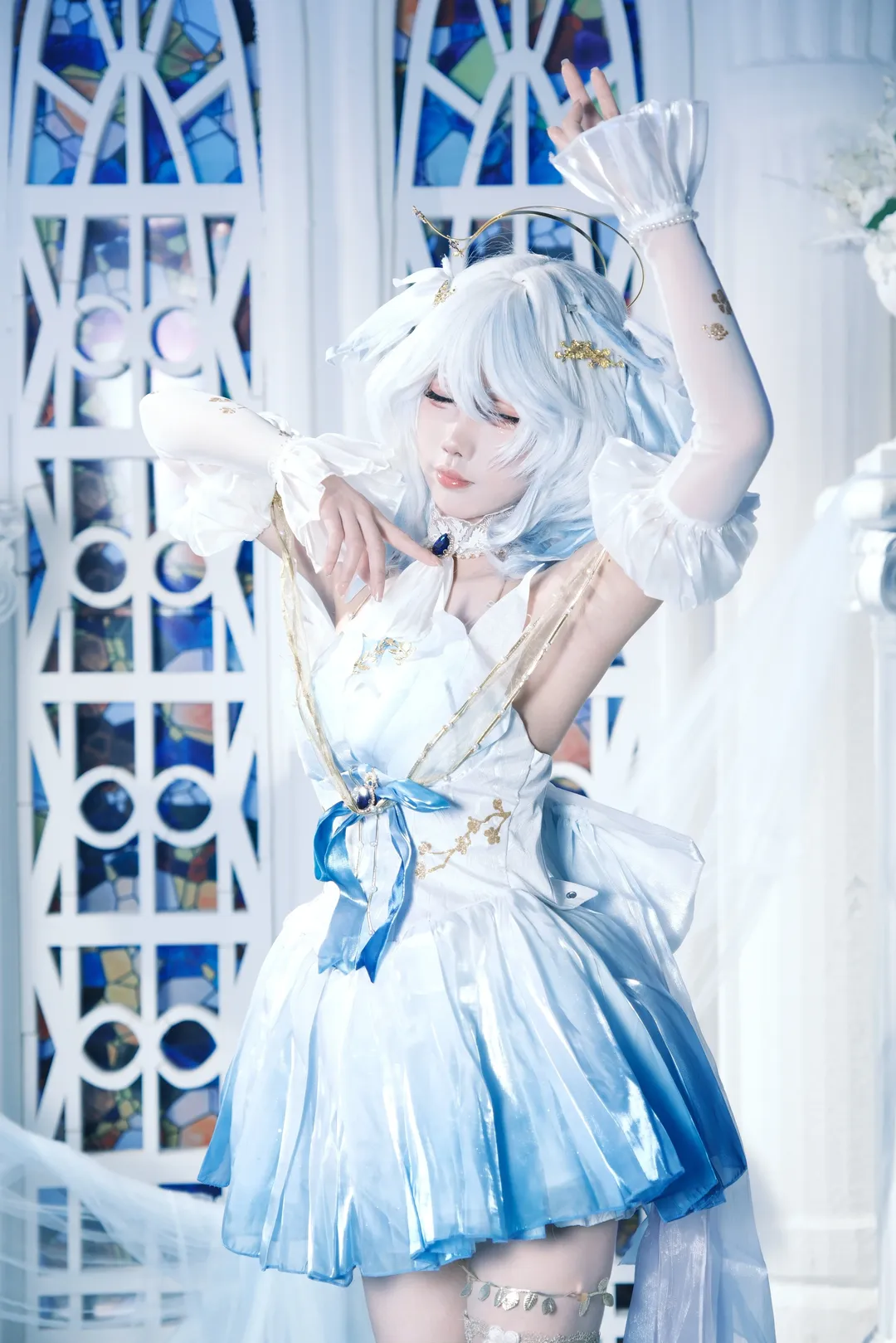 原神, 芙宁娜cos, 二次元cosplay, 蓝色系穿搭, 摄影分享 - 第1张