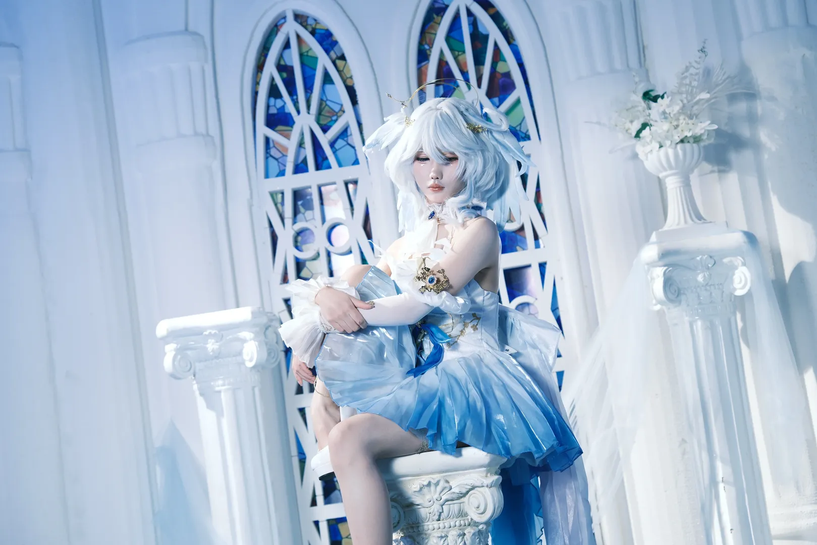 原神, 芙宁娜cos, 二次元cosplay, 蓝色系穿搭, 摄影分享 - 第3张