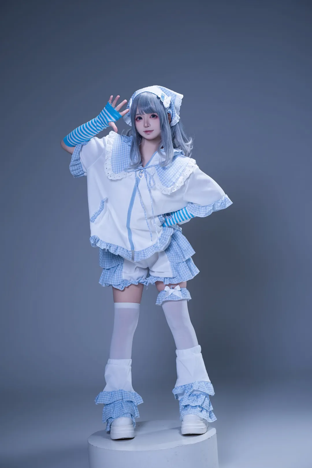 二次元, コスプレ, スタジオ撮影, 青と白のコーデ, 超かわいい