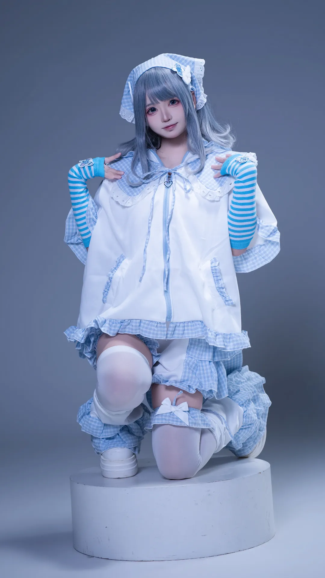 2D, cosplay, Studio shoot, Changsha Miku COS Photo Studio, Blue and white stripes