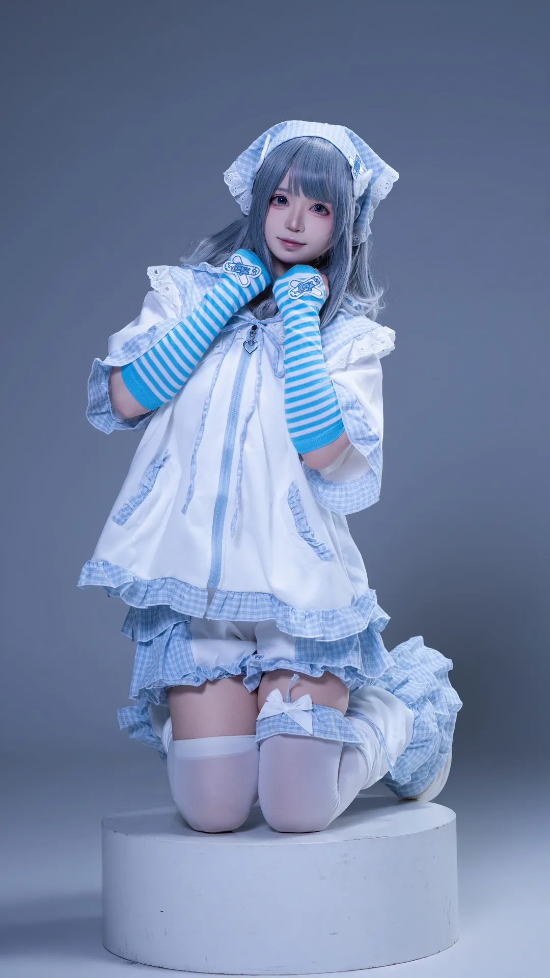 二次元, コスプレ, スタジオ撮影, 長沙ミクCOS写真スタジオ, 青白ストライプ - 3枚目