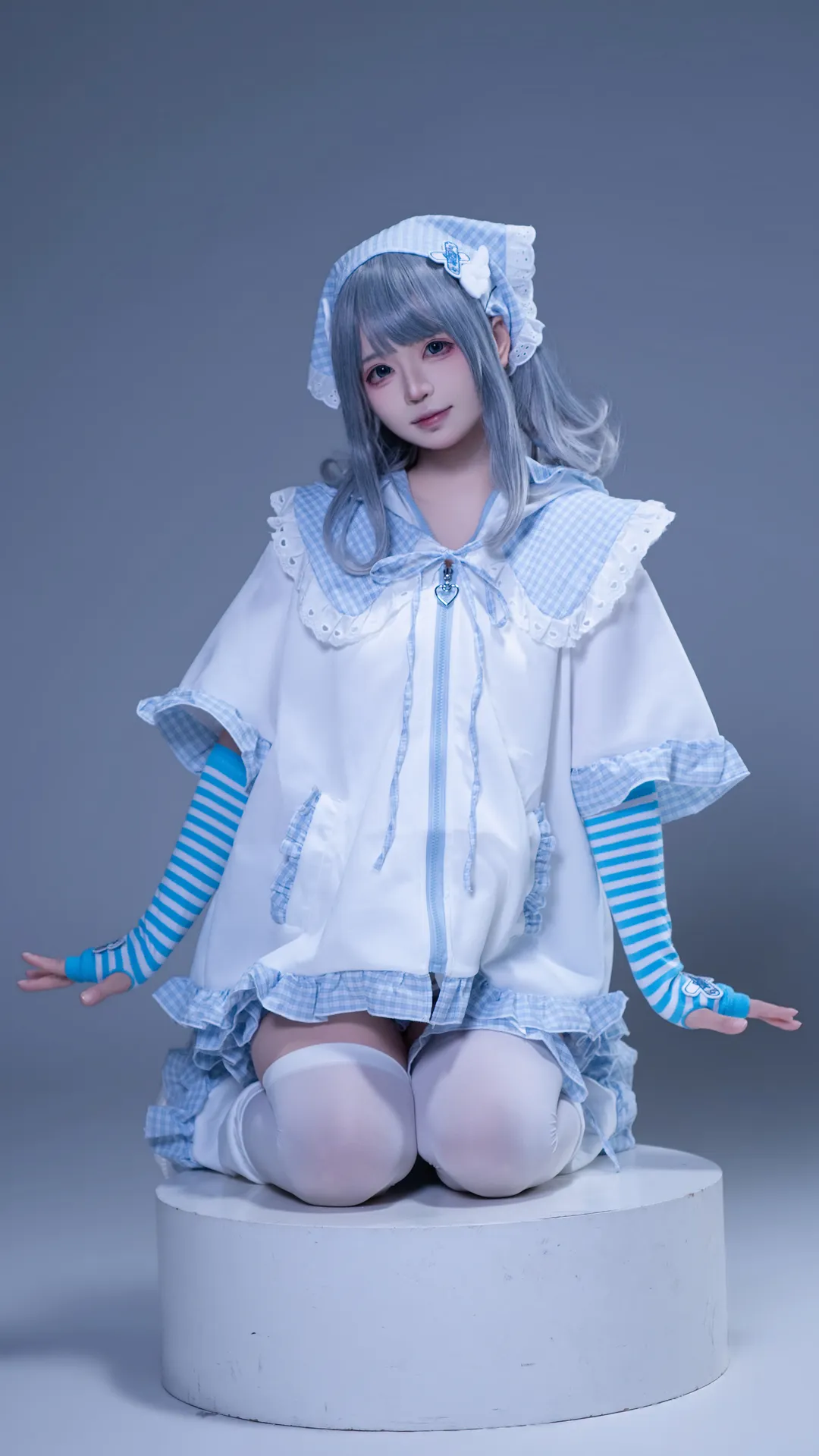 二次元, コスプレ, スタジオ撮影, 長沙ミクCOS写真スタジオ, 青白ストライプ - 4枚目