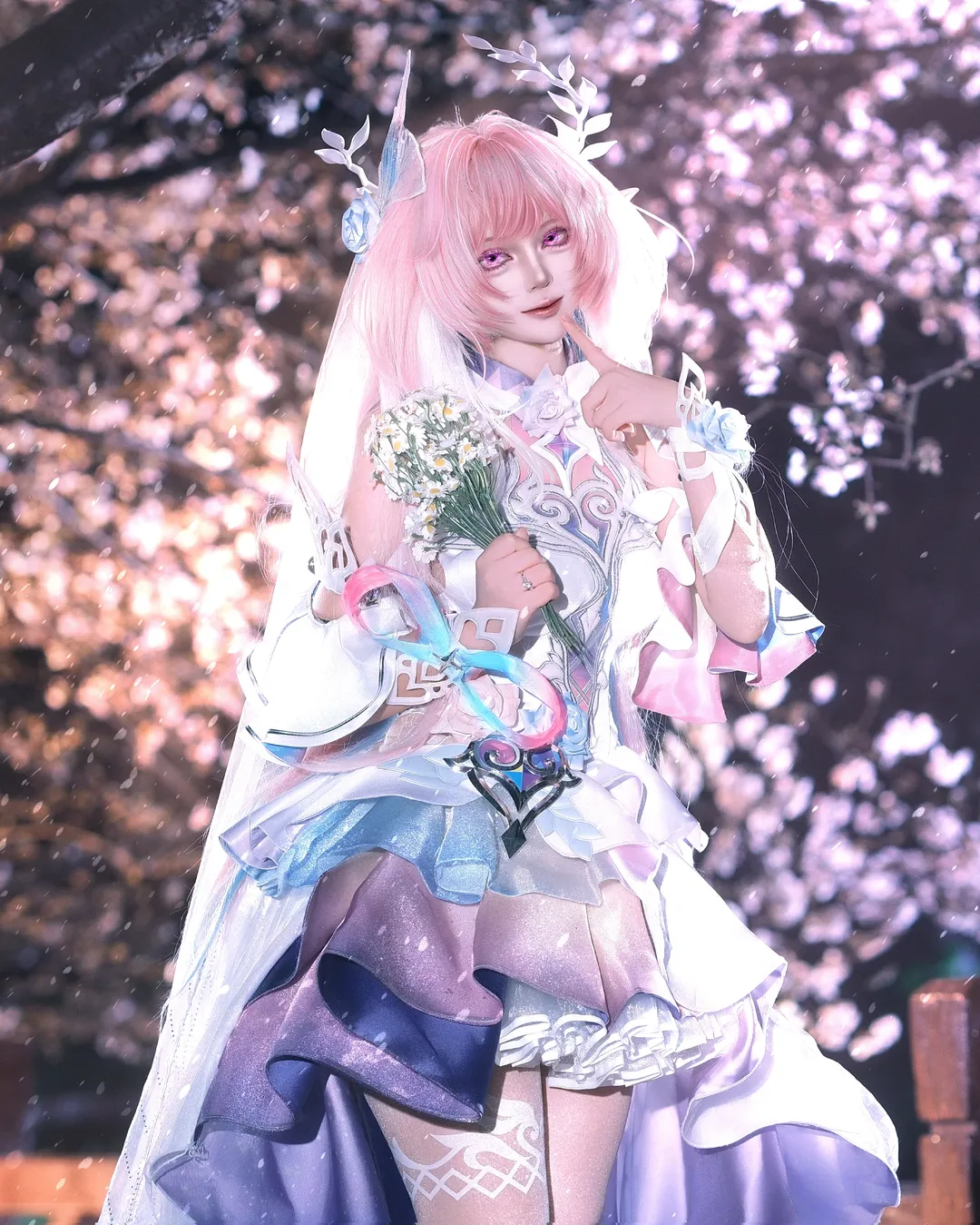Cyrene Cosplay, Honkai: Star Rail, Night portrait, Dreamy style cosplay, Yozakura cosplay