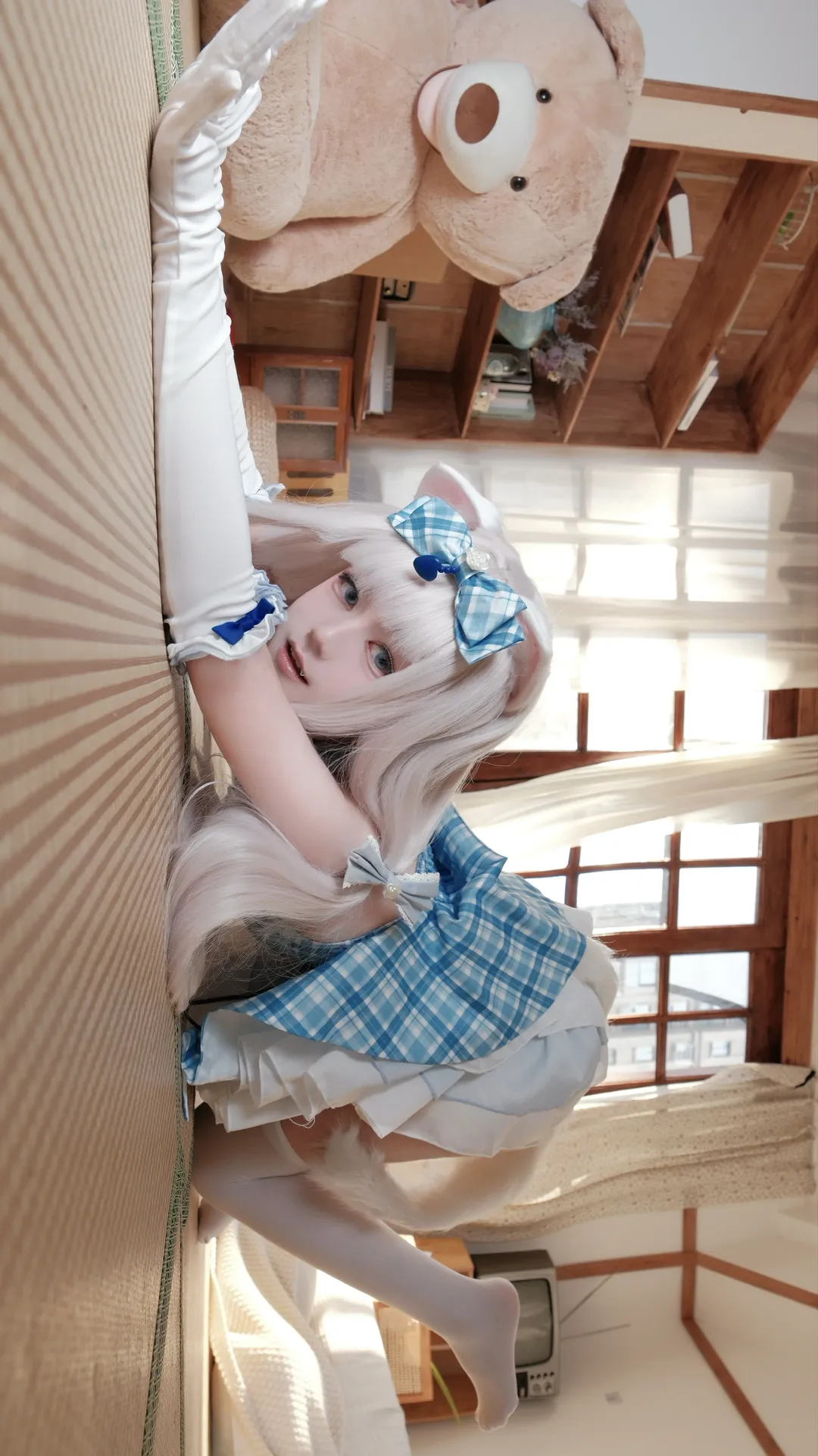 バニラ コスプレ, ネコパラ, 萌え系コーディネート, 白タイツコスプレ, 二次元室内撮影 - 1枚目