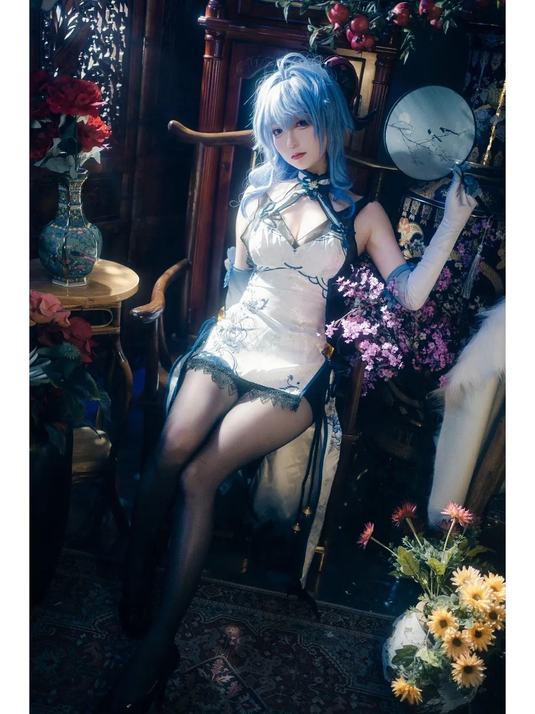 原神, 甘雨 コスプレ, 青花磁器柄のチャイナドレス, 成都での撮影依頼, 中国風写真