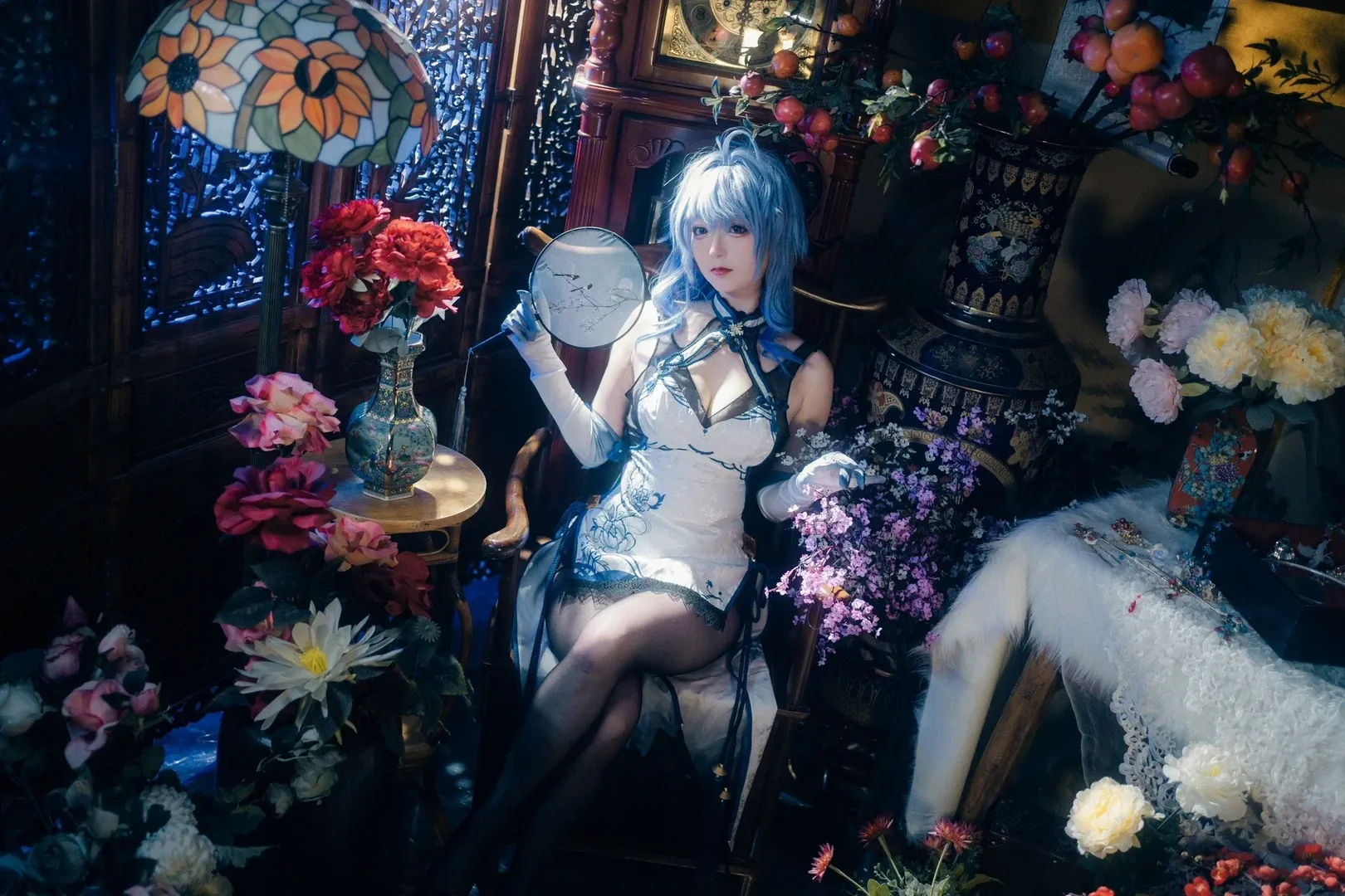 Genshin Impact, Ganyu Cosplay, Blue and white porcelain cheongsam, Chengdu photoshoot request, Chinese style photography - Image 2