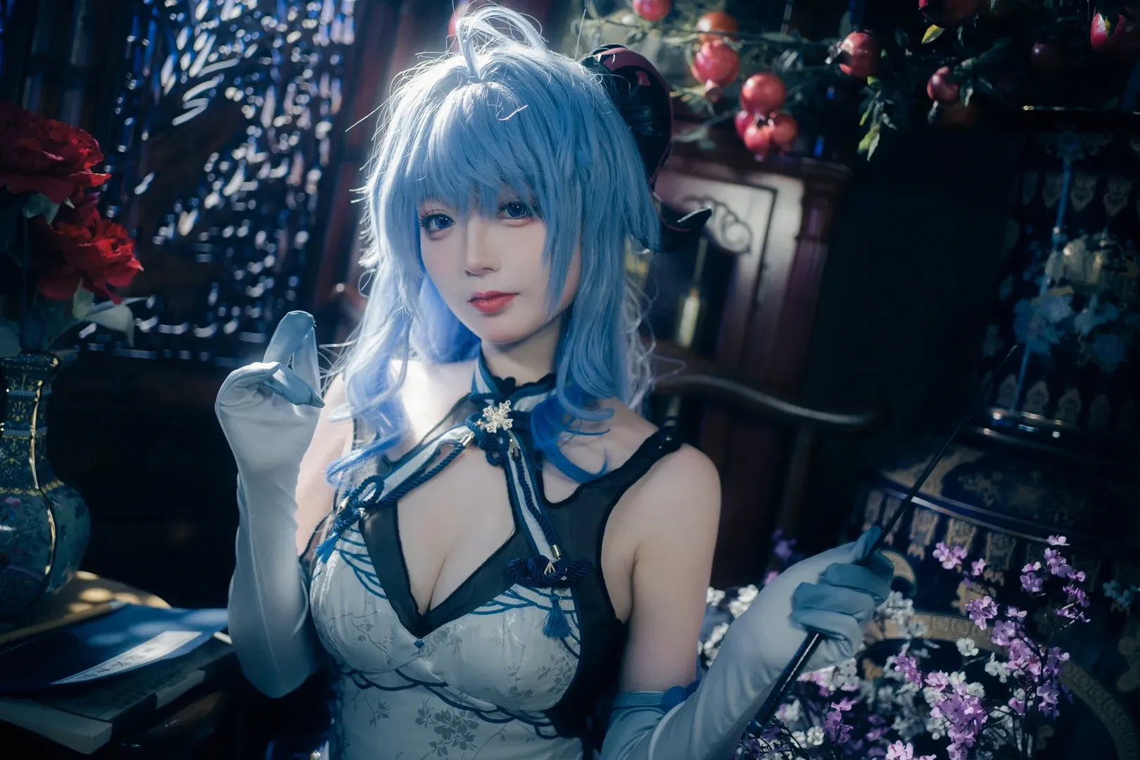 Genshin Impact, Ganyu Cosplay, Blue and white porcelain cheongsam, Chengdu photoshoot request, Chinese style photography - Image 6