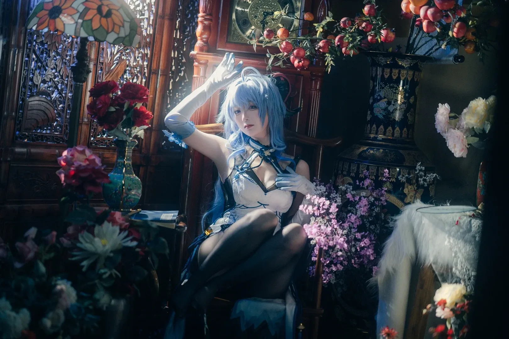 Genshin Impact, Ganyu Cosplay, Blue and white porcelain cheongsam, Chengdu photoshoot request, Chinese style photography - Image 7