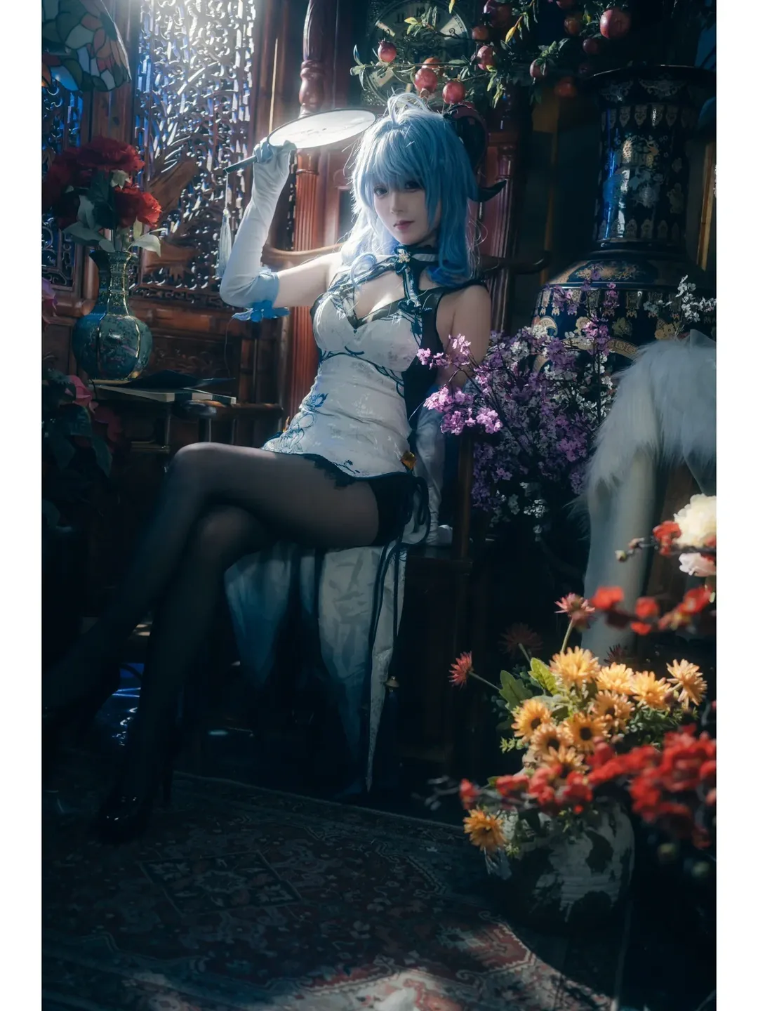 Genshin Impact, Ganyu Cosplay, Blue and white porcelain cheongsam, Chengdu photoshoot request, Chinese style photography - Image 8