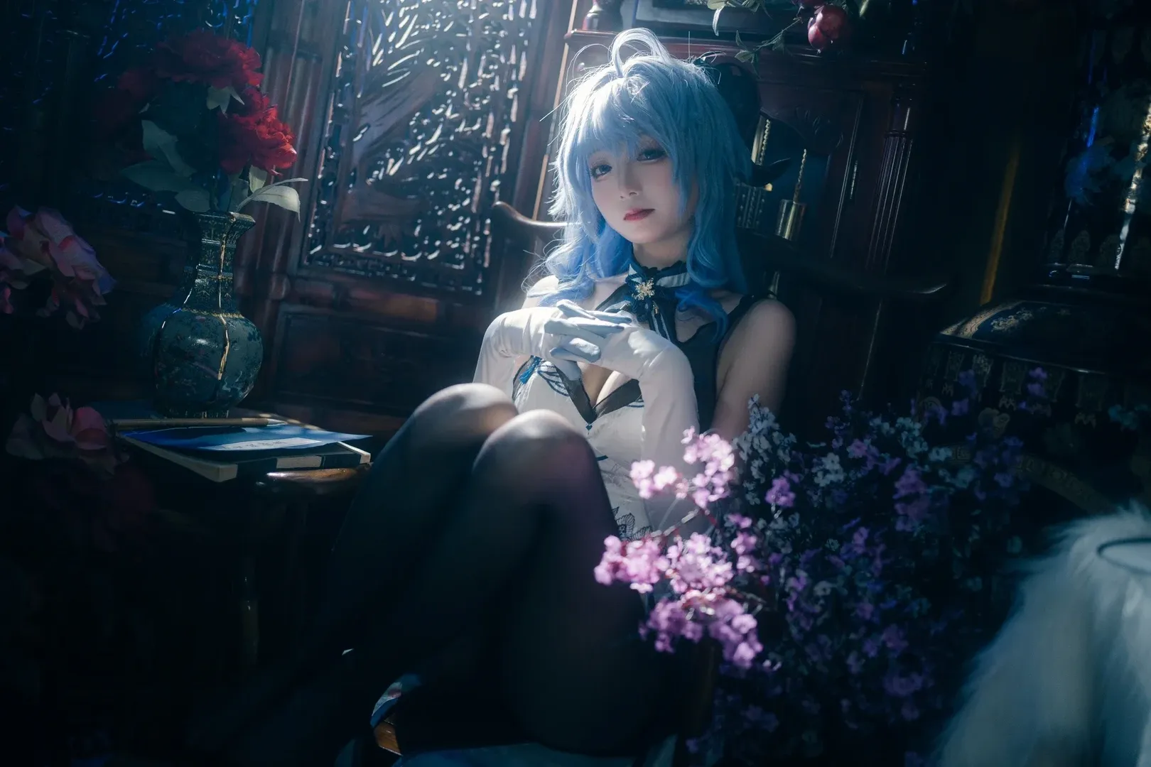 Genshin Impact, Ganyu Cosplay, Blue and white porcelain cheongsam, Chengdu photoshoot request, Chinese style photography - Image 9