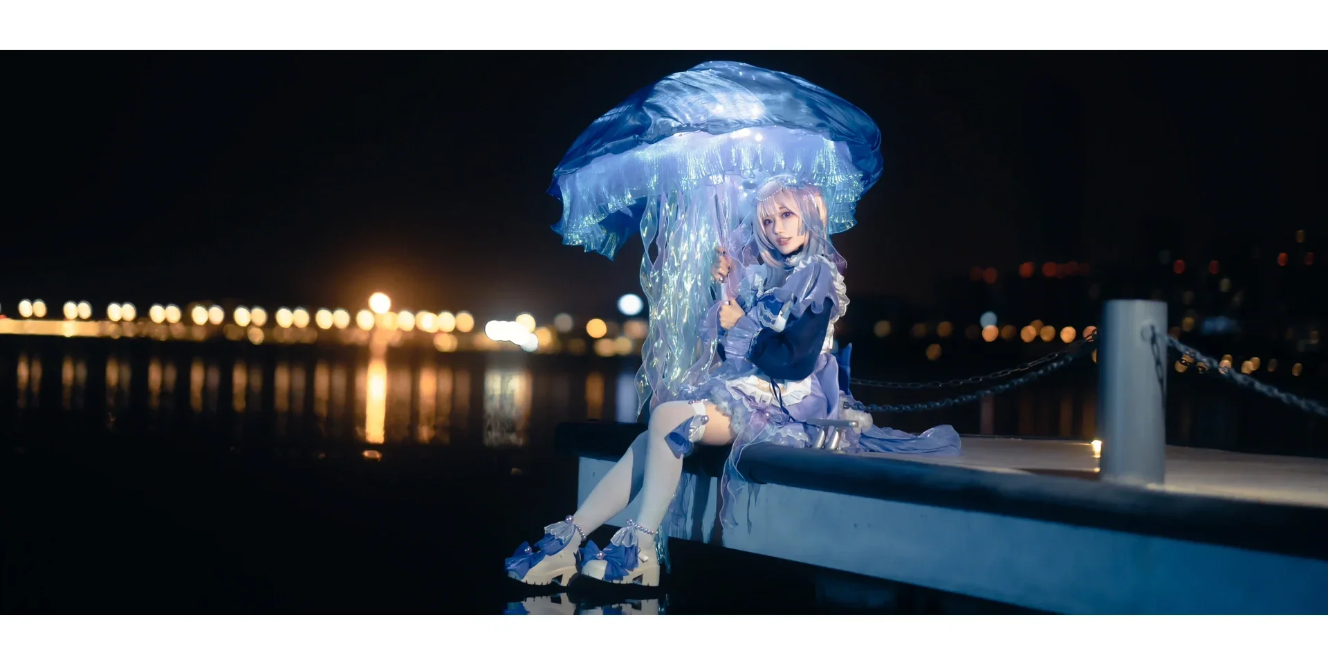 原神, 人像摄影, 心海cos, 夜景写真, 自制道具