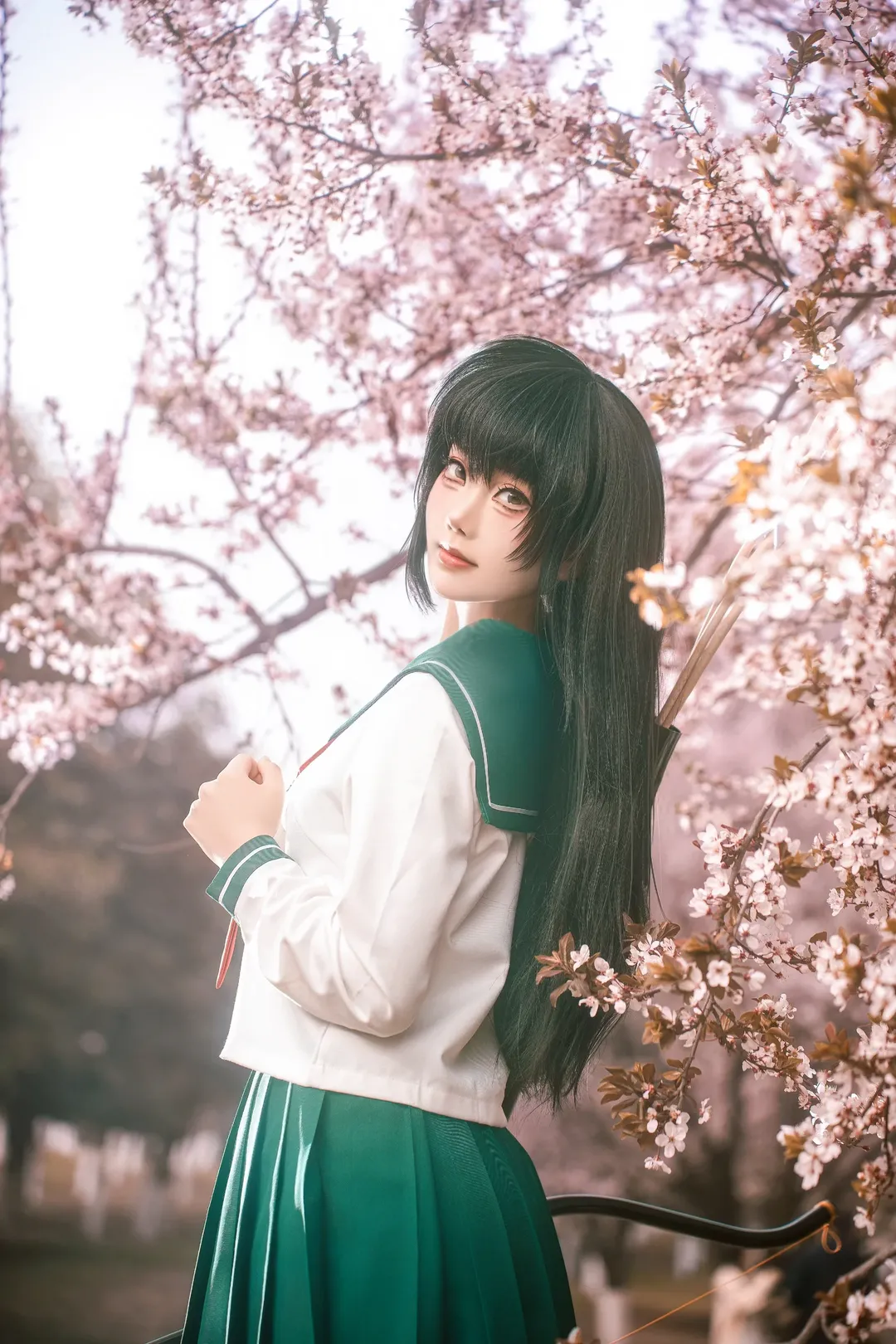 Cosplay摄影, 樱花外景, 犬夜叉, 日暮戈薇cos, 水手服JK - 第3张