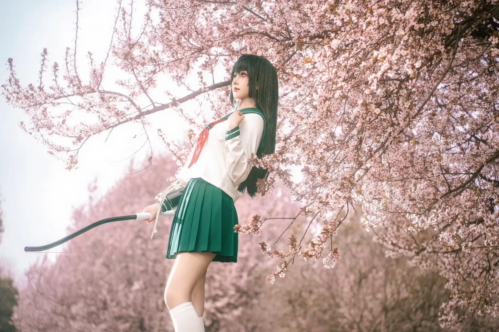 Cosplay摄影, 樱花外景, 犬夜叉, 日暮戈薇cos, 水手服JK - 第4张
