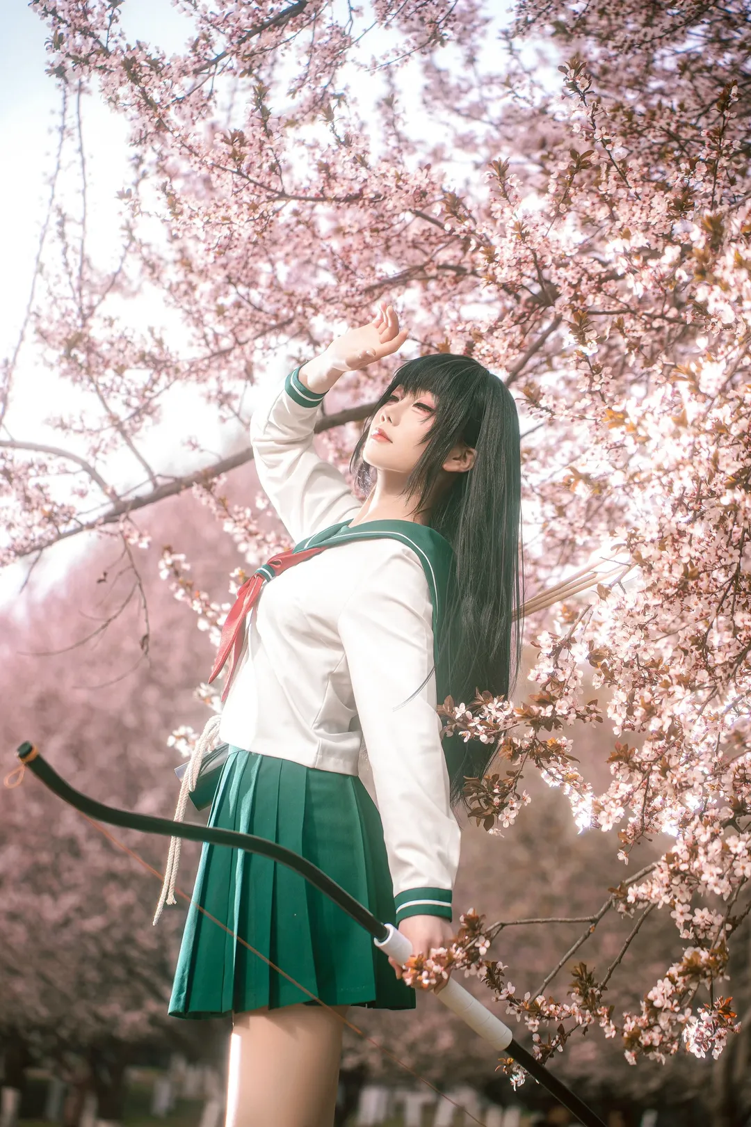 Cosplay摄影, 樱花外景, 犬夜叉, 日暮戈薇cos, 水手服JK - 第5张
