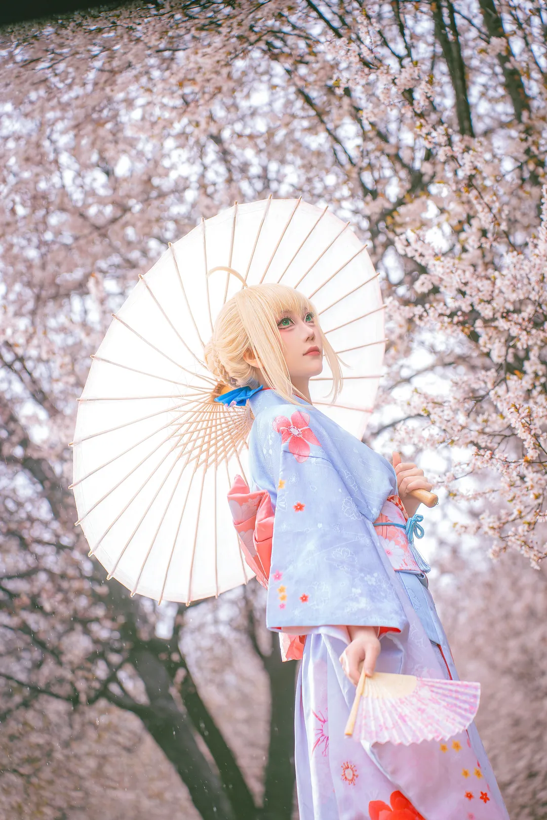 アルトリア コスプレ, フェイト, コスプレシェア, 着物写真, 雨桜 - 1枚目