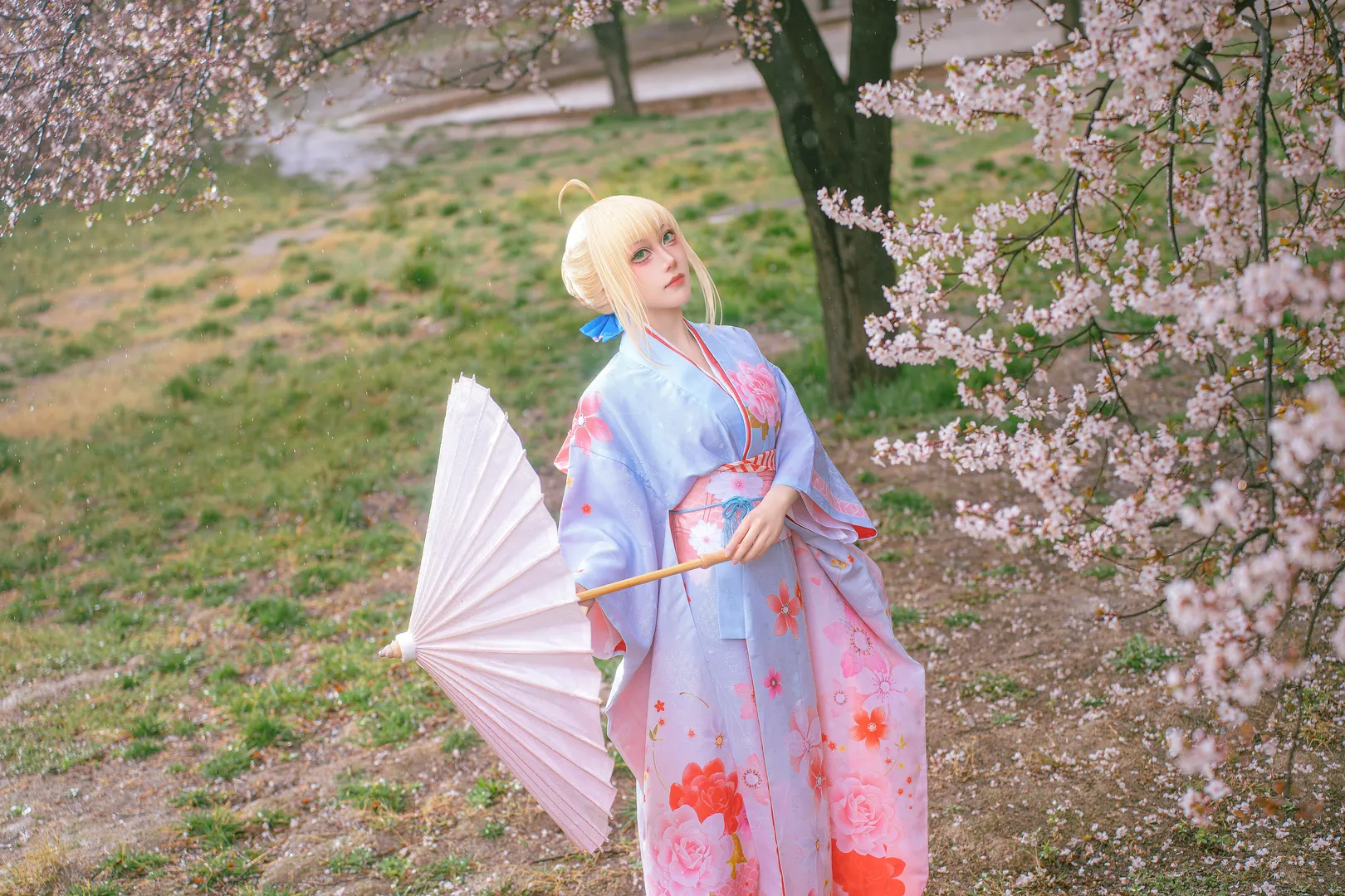 アルトリア コスプレ, フェイト, コスプレシェア, 着物写真, 雨桜 - 2枚目