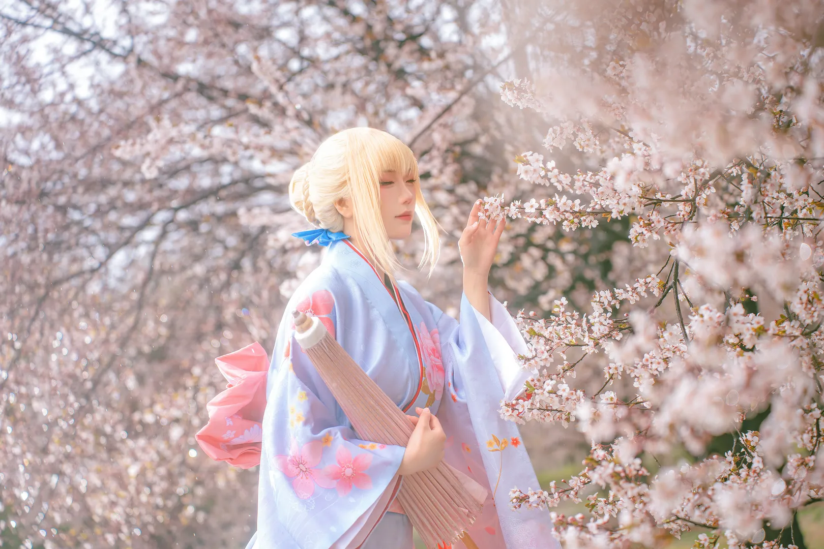 アルトリア コスプレ, フェイト, コスプレシェア, 着物写真, 雨桜 - 3枚目