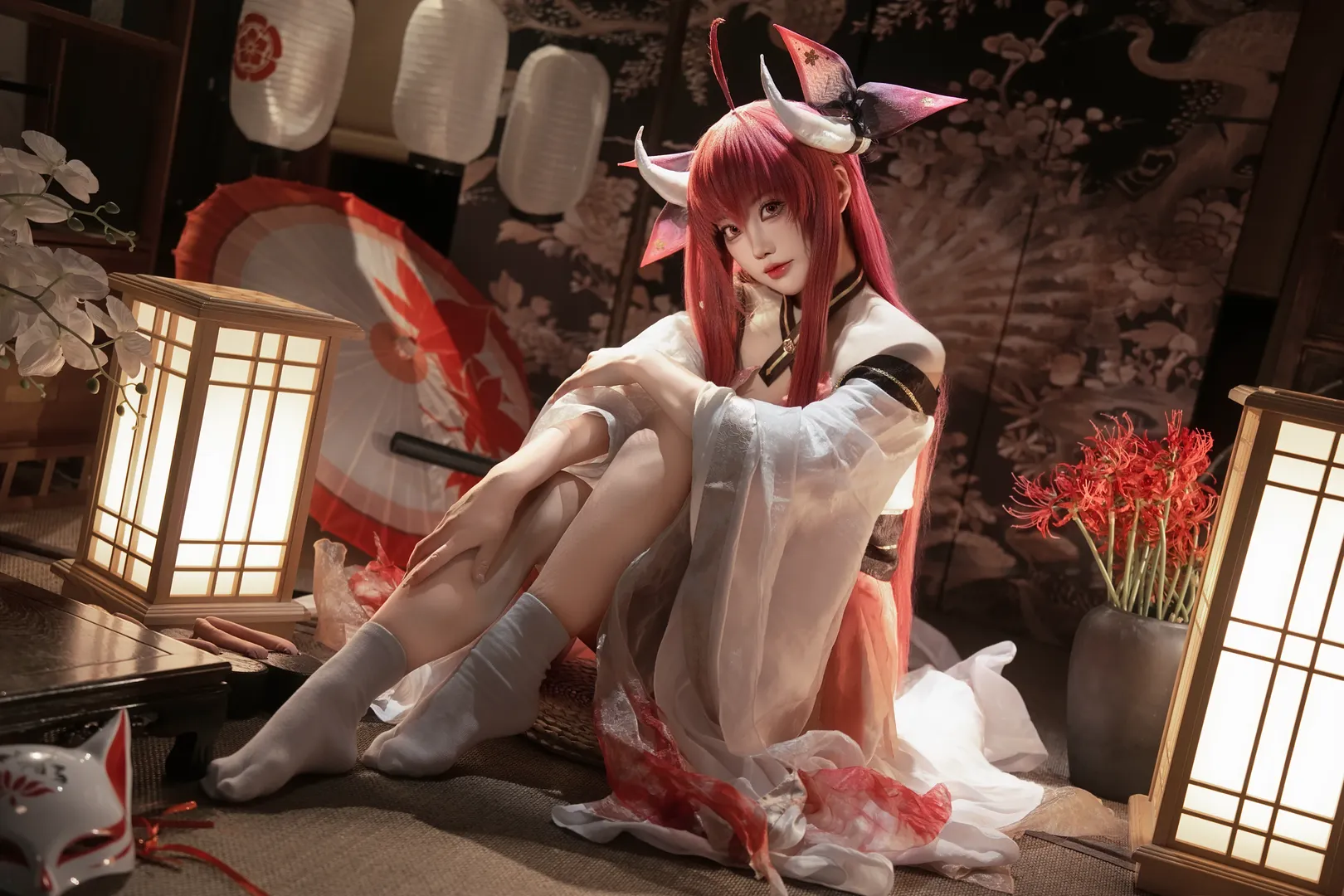 二次元少女, 角色扮演摄影, 和风cosplay, 红色彼岸花, 日式光影 - 第1张