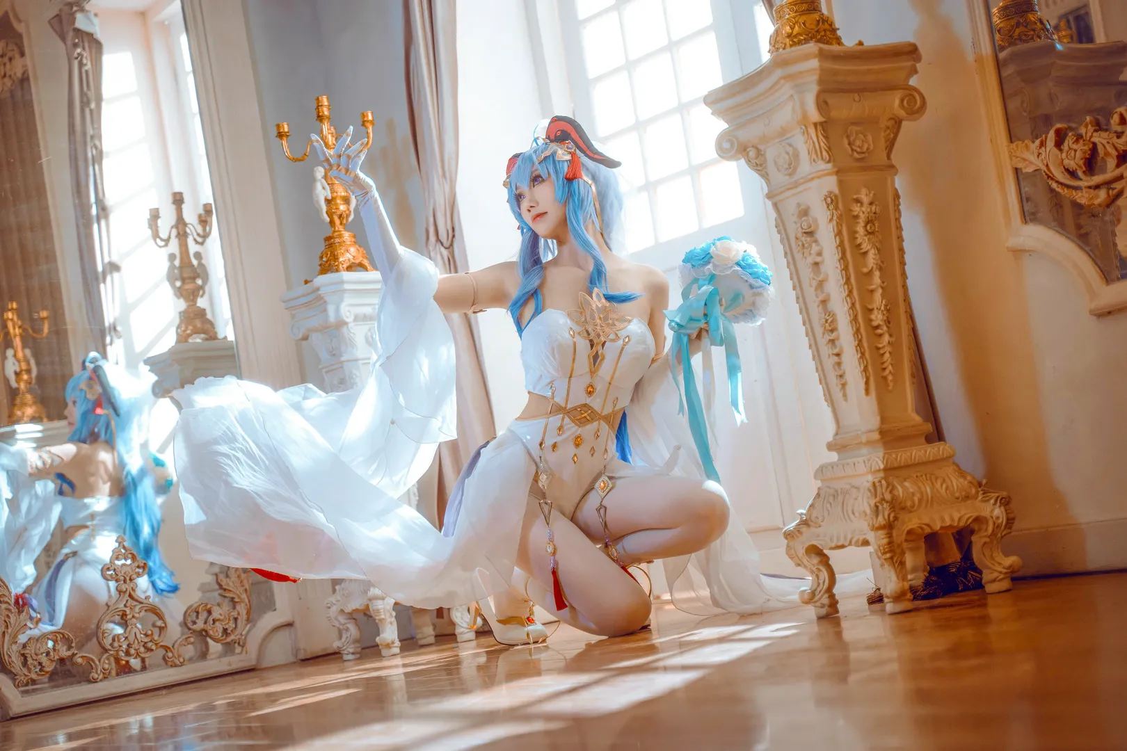 原神, 甘雨cos, cos摄影, 花嫁cosplay, 白纱造型