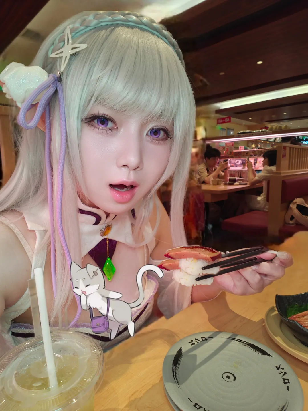 从零开始的异世界生活, 爱蜜莉雅cos, cosplay日常, 寿司郎美食, 回转寿司 - 第1张