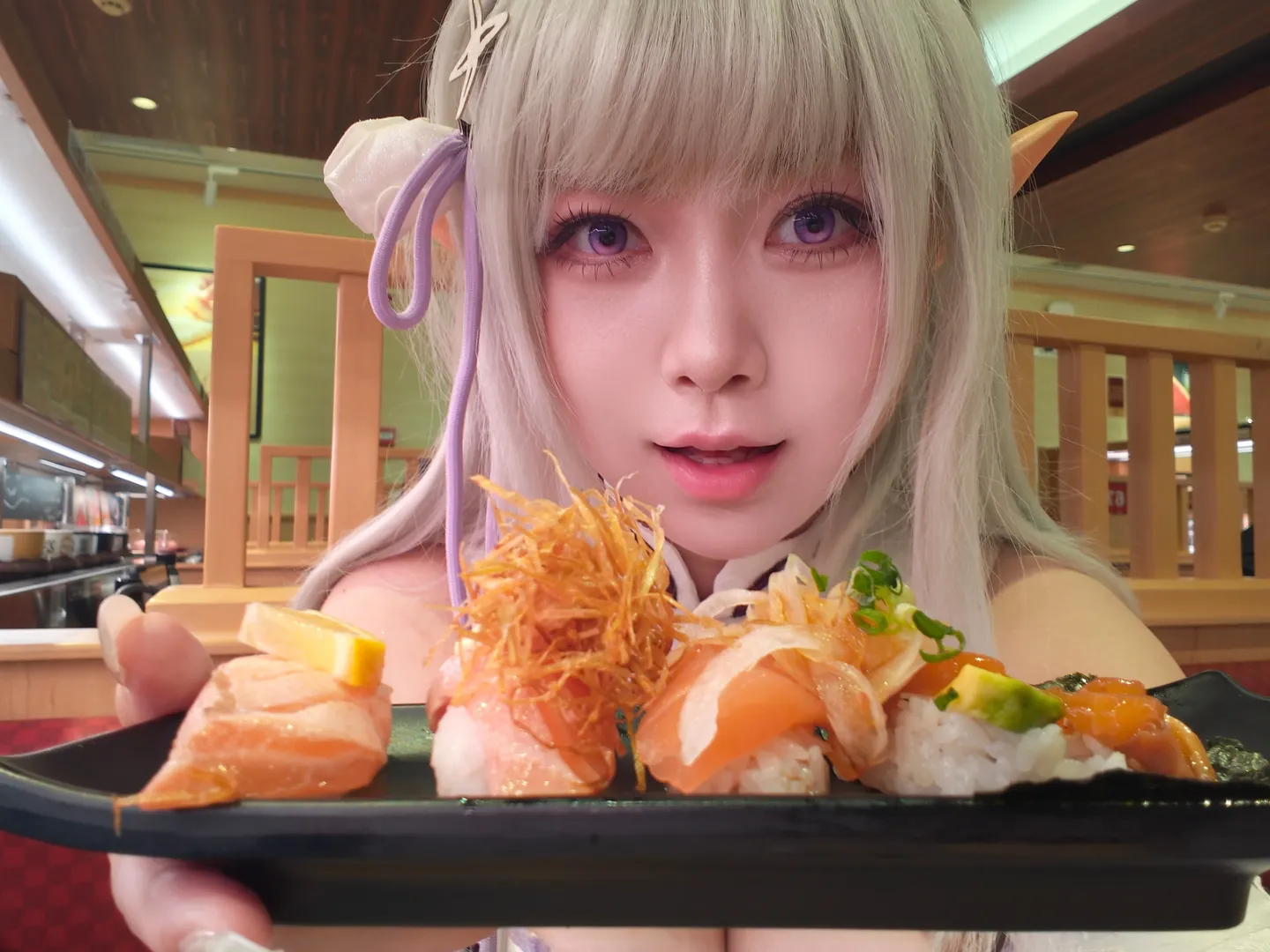 从零开始的异世界生活, 爱蜜莉雅cos, cosplay日常, 寿司郎美食, 回转寿司 - 第4张