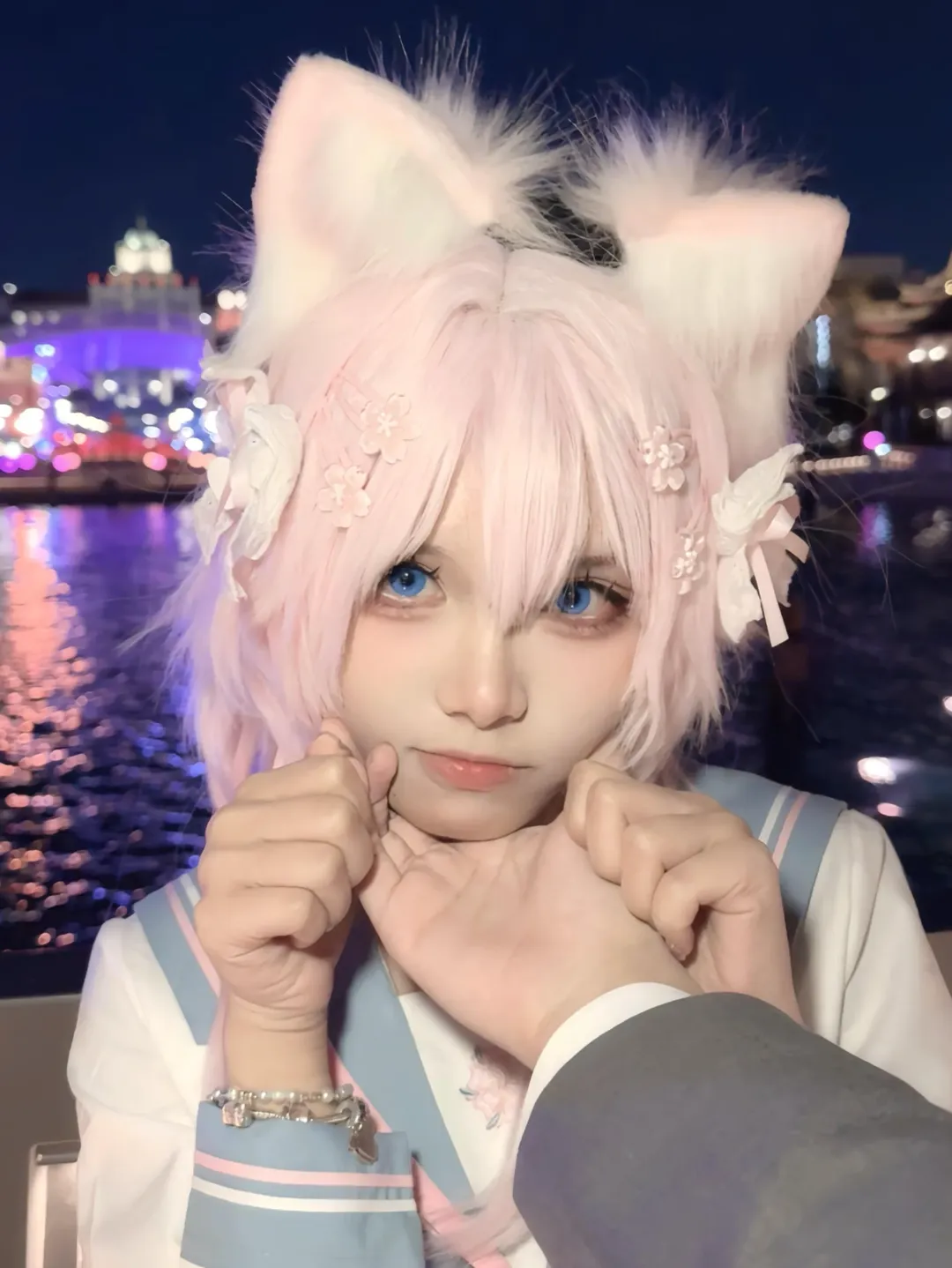 崩坏星穹铁道, 三月七cos, 二次元cos, 猫耳cos, 夜景拍