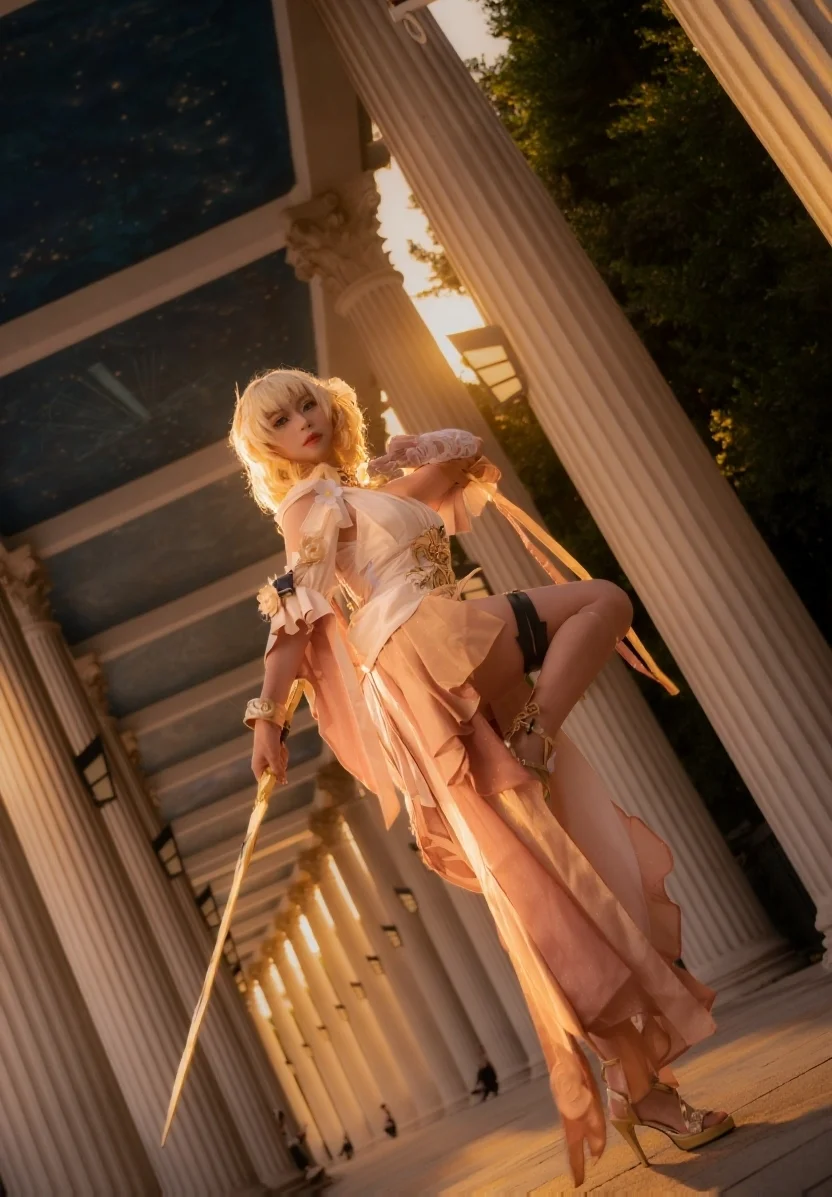 阿格莱雅cos, cosplay摄影, 崩坏:星穹铁道, 黄金色调, 外拍人像 - 第2张