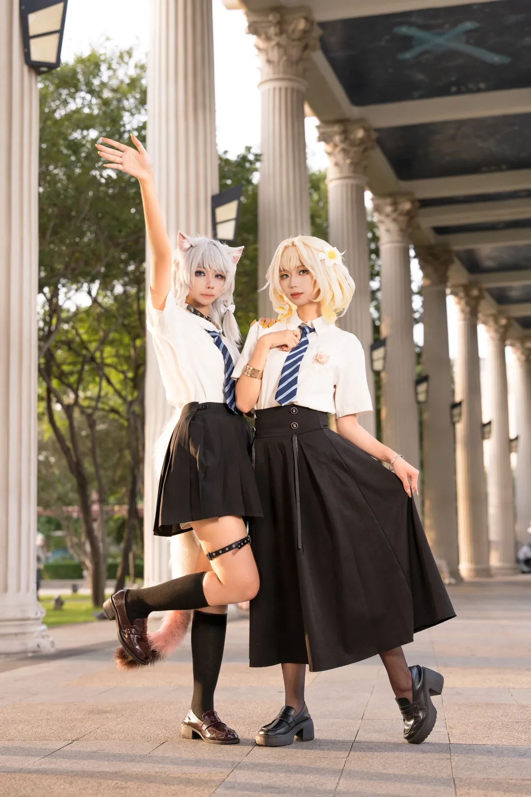 二次元撮影, アグライア コスプレ, 崩壊：スターレイル, 学園風コスプレ, 屋外撮影の日常 - 1枚目