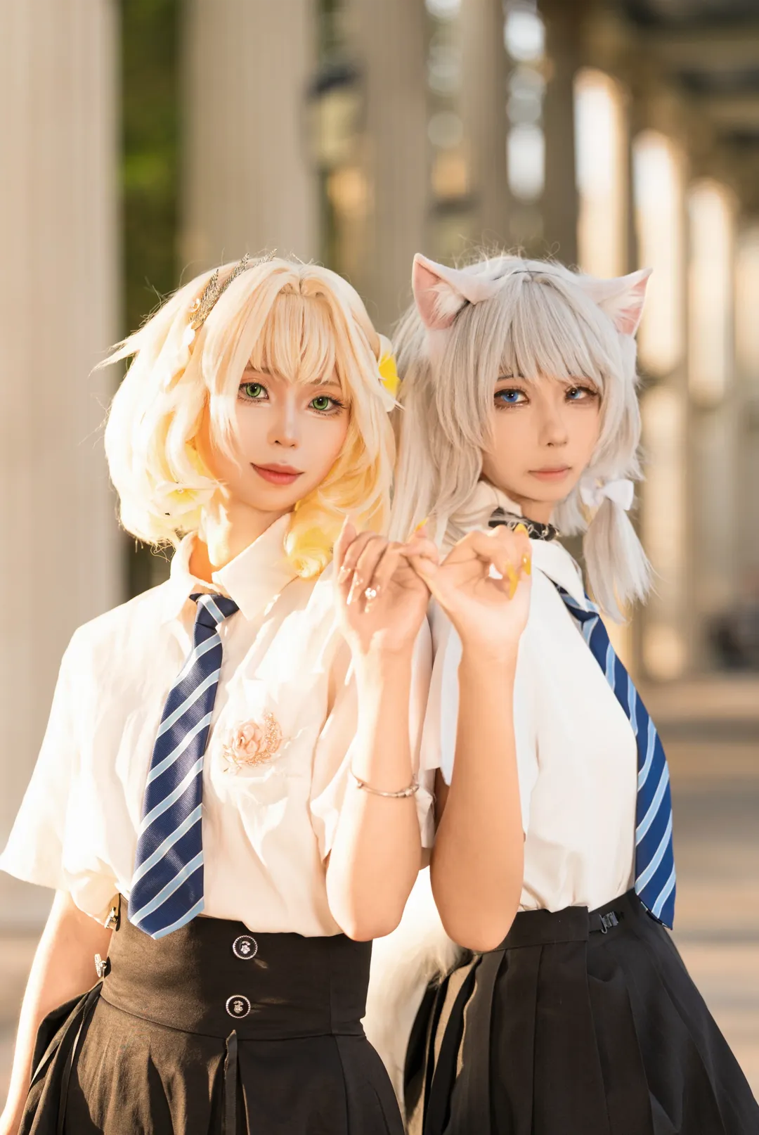 二次元撮影, アグライア コスプレ, 崩壊：スターレイル, 学園風コスプレ, 屋外撮影の日常 - 2枚目