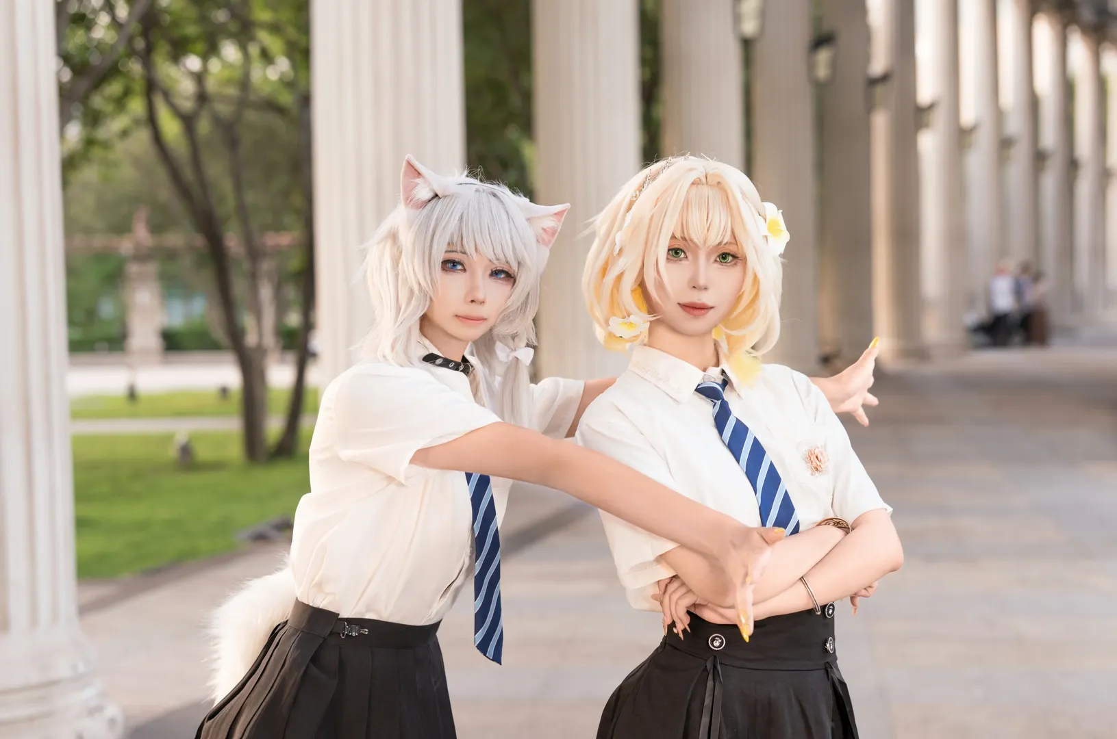 二次元撮影, アグライア コスプレ, 崩壊：スターレイル, 学園風コスプレ, 屋外撮影の日常 - 3枚目