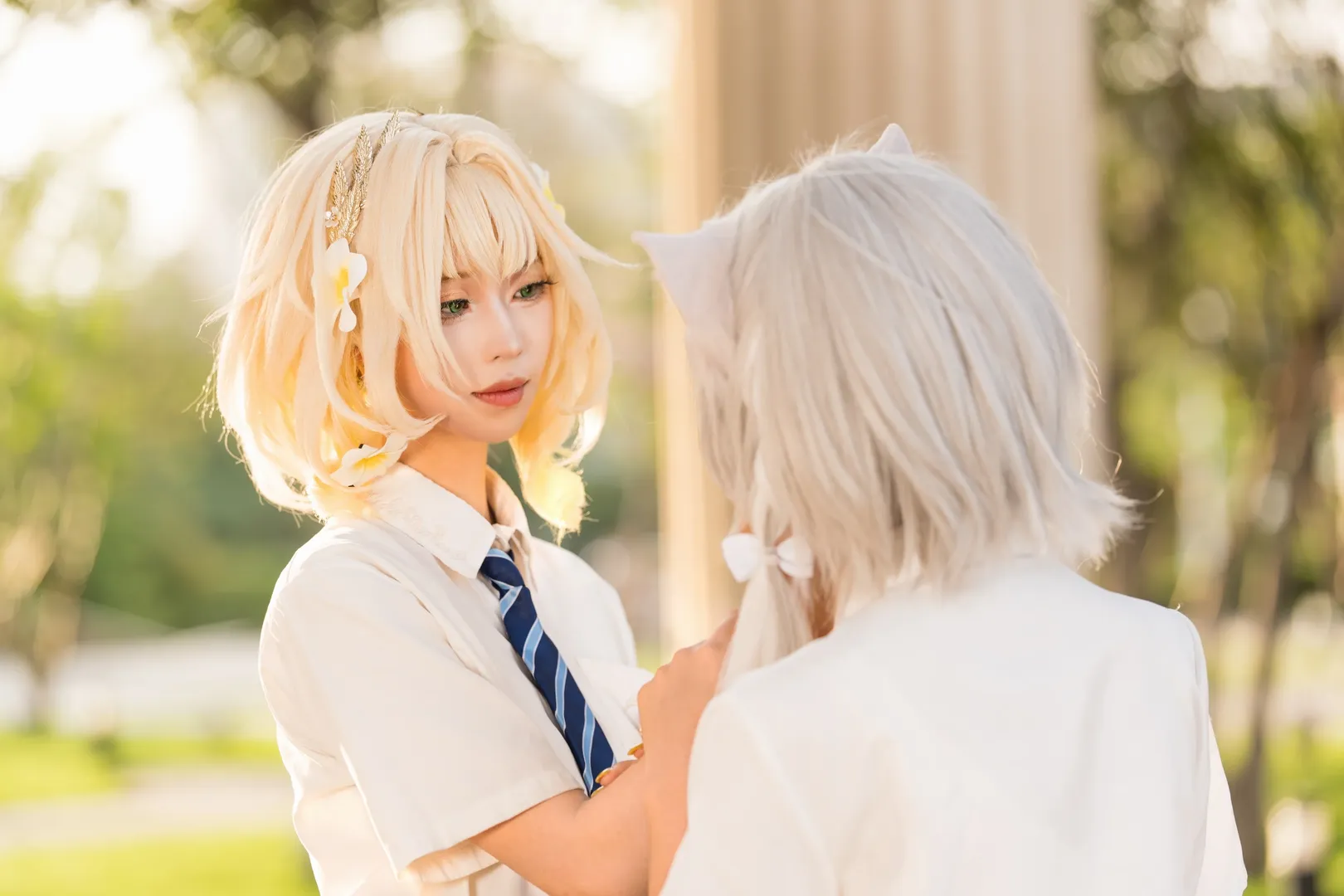 二次元撮影, アグライア コスプレ, 崩壊：スターレイル, 学園風コスプレ, 屋外撮影の日常 - 5枚目
