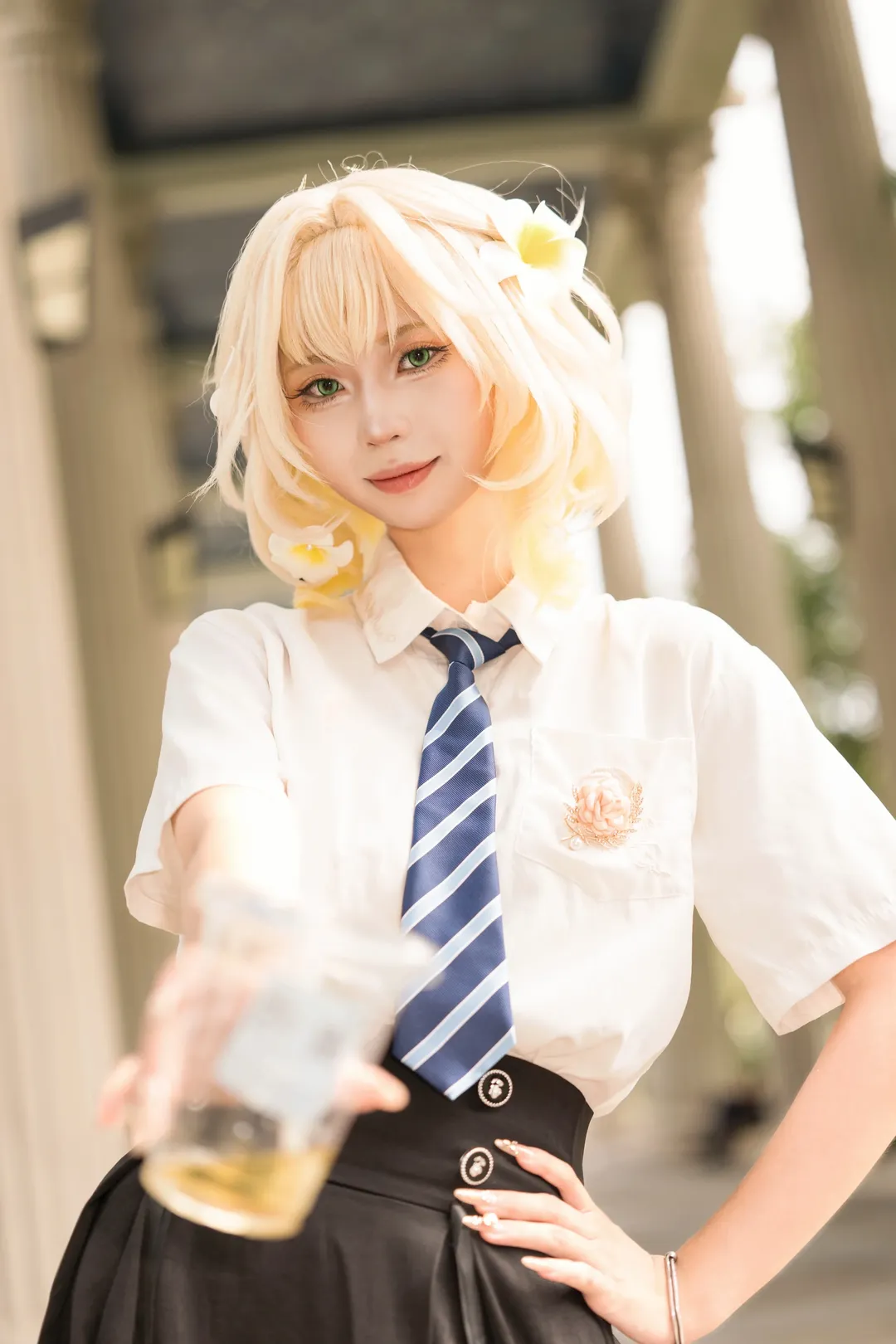 阿格莱雅cos, 崩坏星穹铁道, 二次元cos, 校服cosplay, 夏日外景cos - 第2张