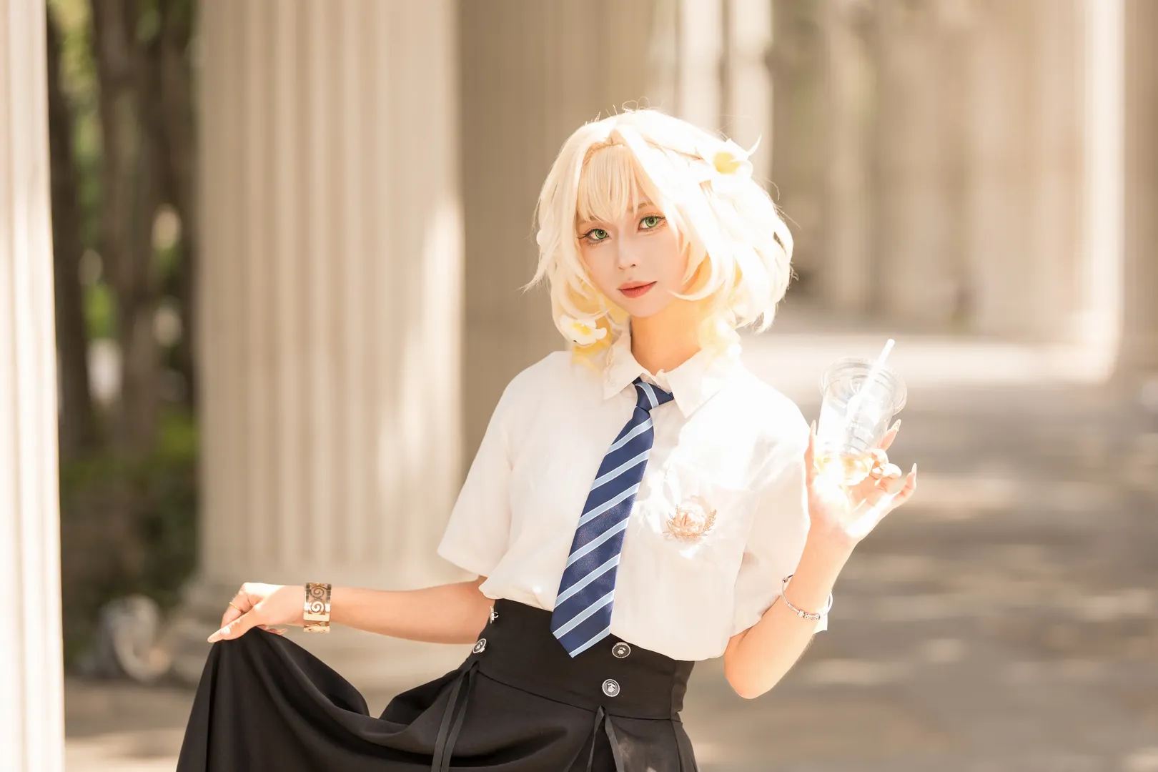 Aglaea Cosplay, Honkai: Star Rail, Anime cosplay, School uniform cosplay, Summer Outdoor Cosplay
