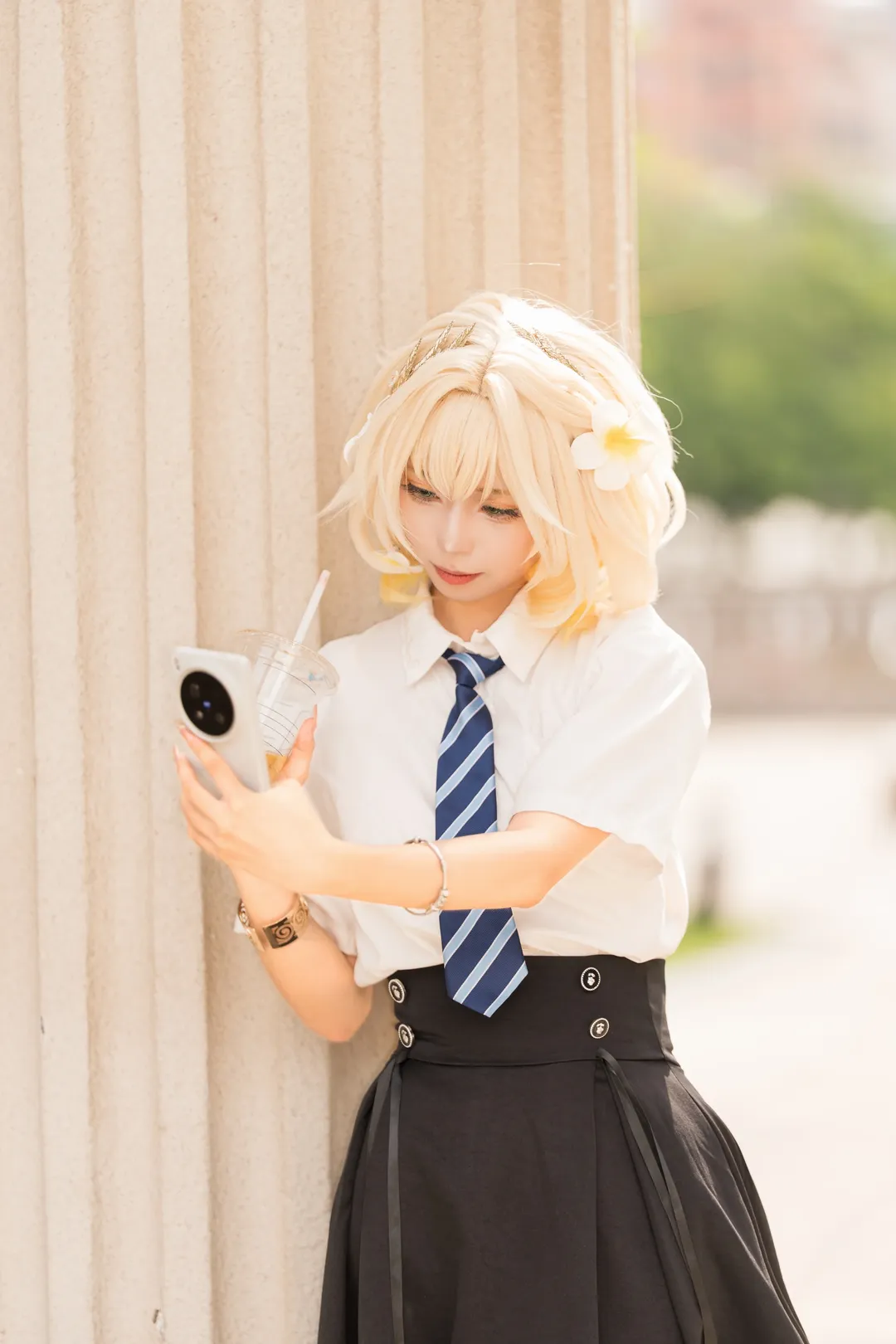 Aglaea Cosplay, Honkai: Star Rail, 2D daily life, Campus style outfit, Fansite photography - Image 2