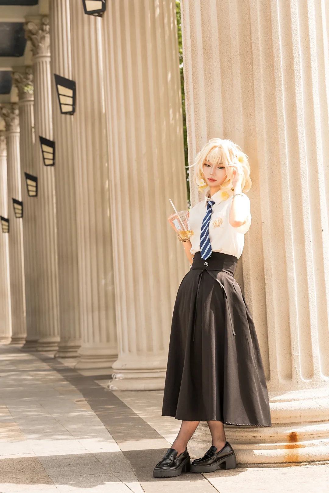Aglaea Cosplay, Honkai: Star Rail, 2D daily life, Campus style outfit, Fansite photography - Image 6