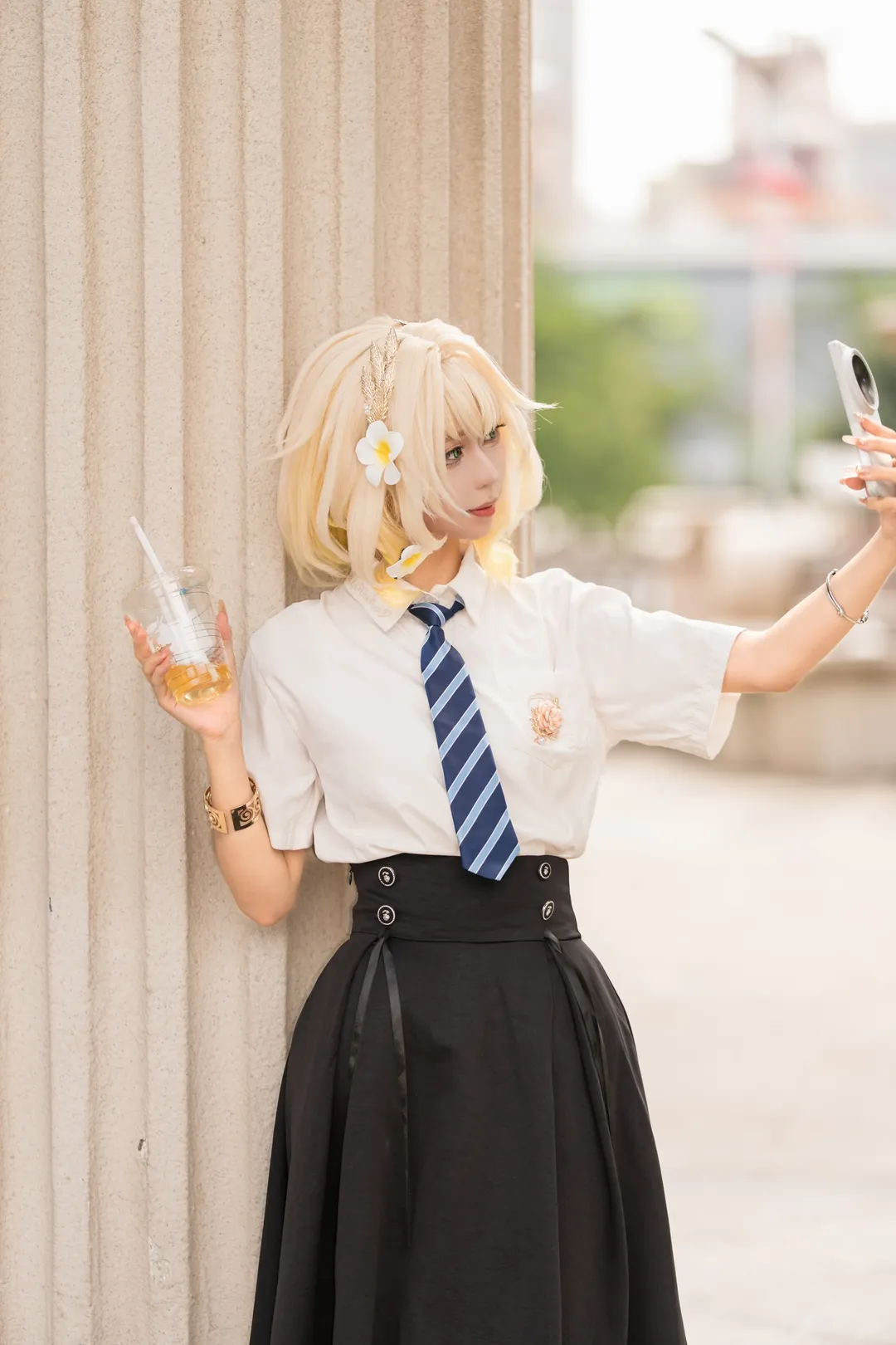 Aglaea Cosplay, Honkai: Star Rail, 2D daily life, Campus style outfit, Fansite photography - Image 7