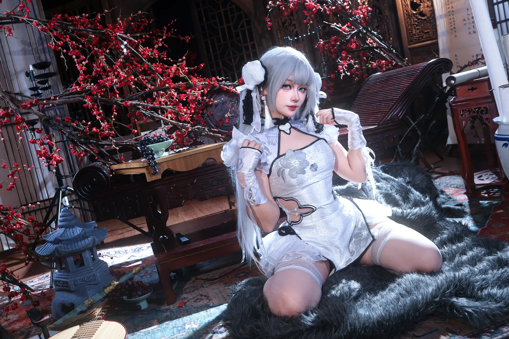 cosplay, 永劫无间, 殷紫萍cos, 国风人像, 白丝双马尾