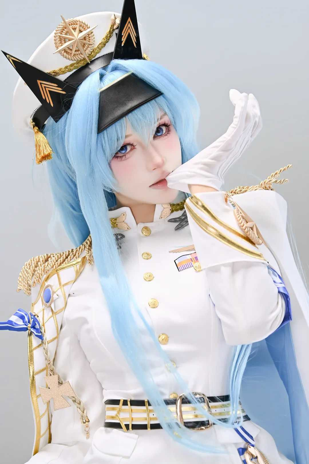 胜利女神妮姬, 漫展场照, 海伦cos, 军装cosplay, 蓝发角色 - 第1张
