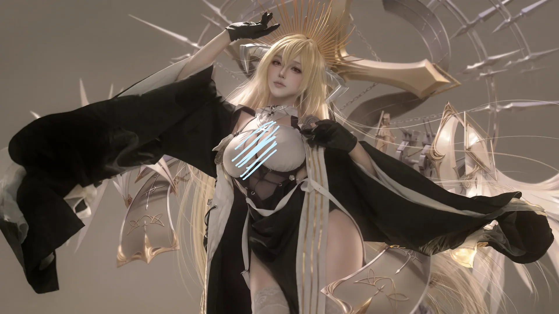Azur Lane, Implacable cosplay, Cosplay photography, Blonde hair styling, Priestly vestments