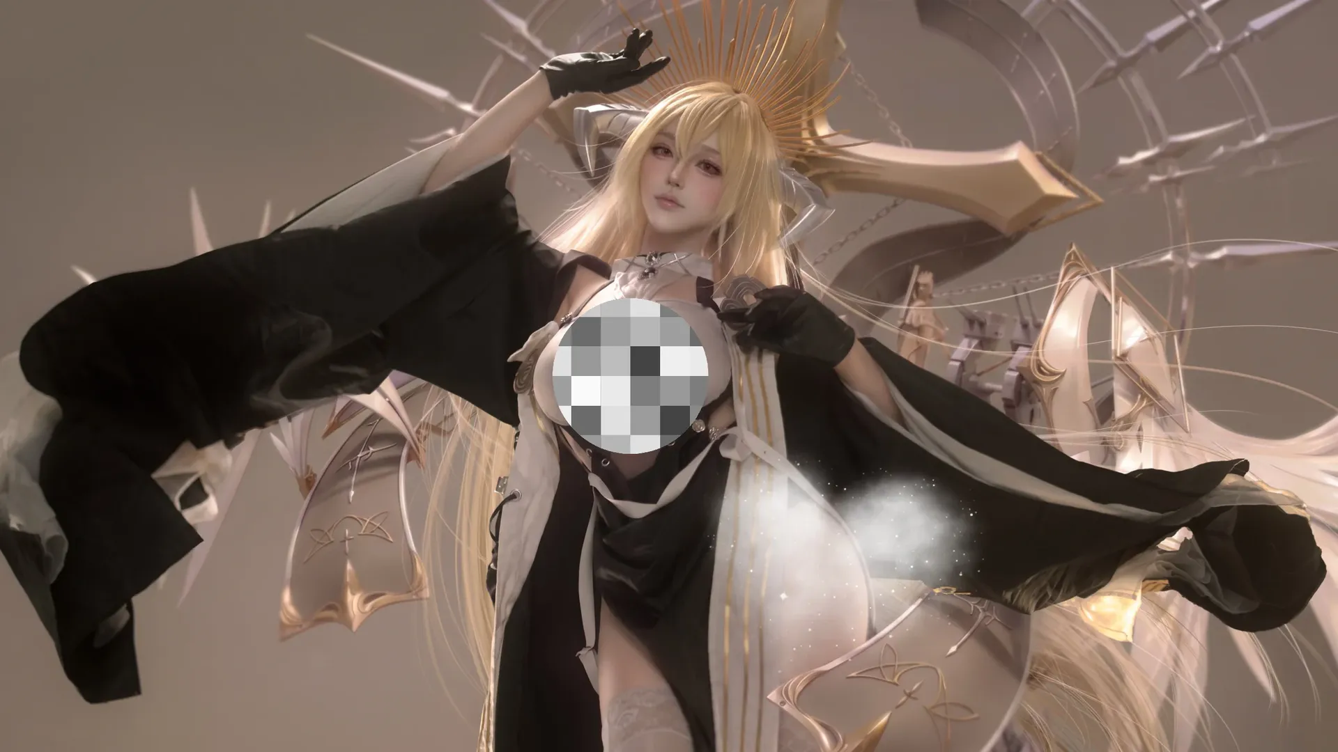 Azur Lane, Anime cosplay, Implacable cosplay, White thigh-highs outfit, Blonde makeup