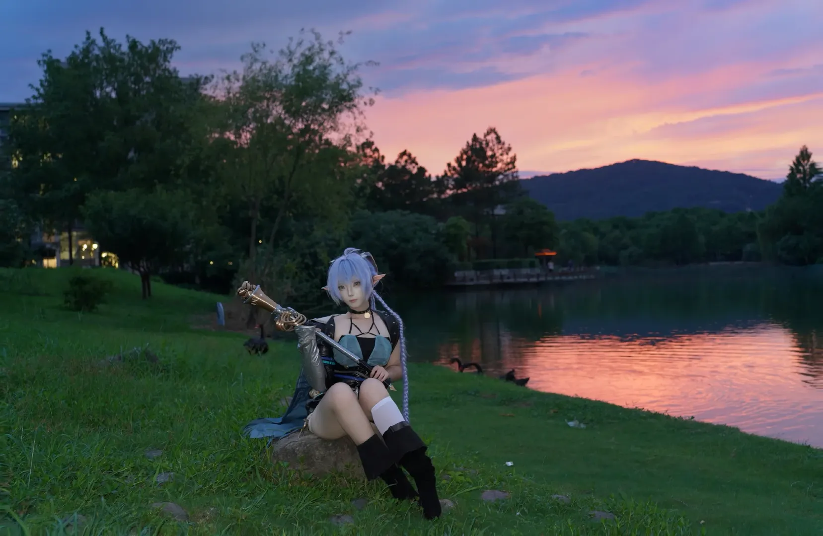 Zenless Zone Zero, Lucia cosplay, Cosplay photography, Outdoor cosplay, Sunset Clouds - Image 1
