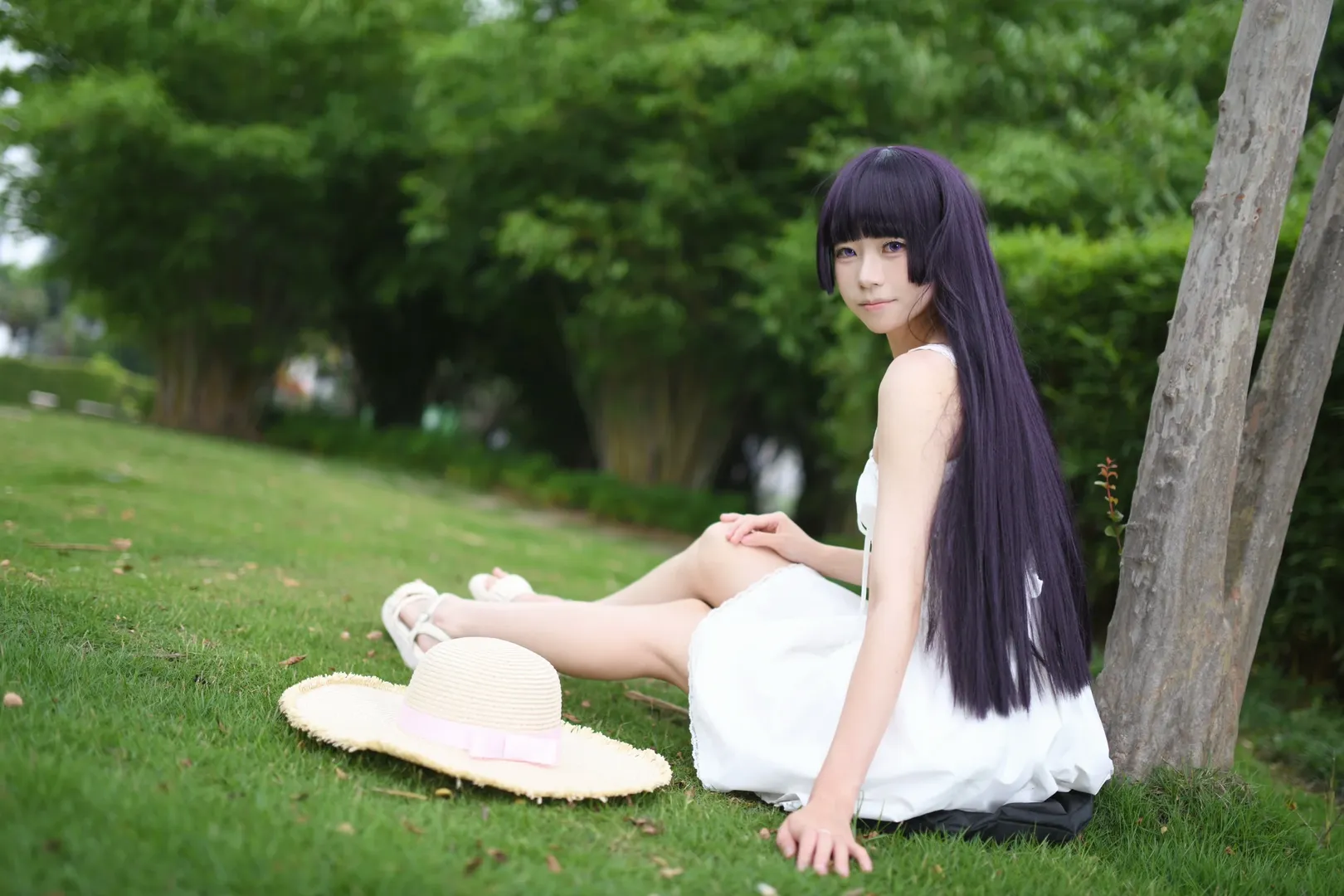 五更琉璃cos, 夏日外景, 我的妹妹哪有这么可爱！, 小白裙, 黑猫cosplay